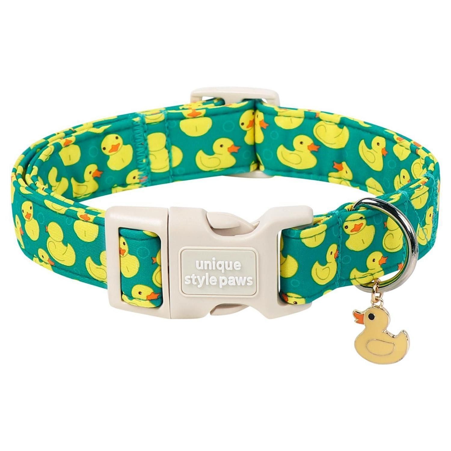 LuxusKollektion Hunde-Halsband Hundehalsband Baumwolle Entenmuster XL, Textil