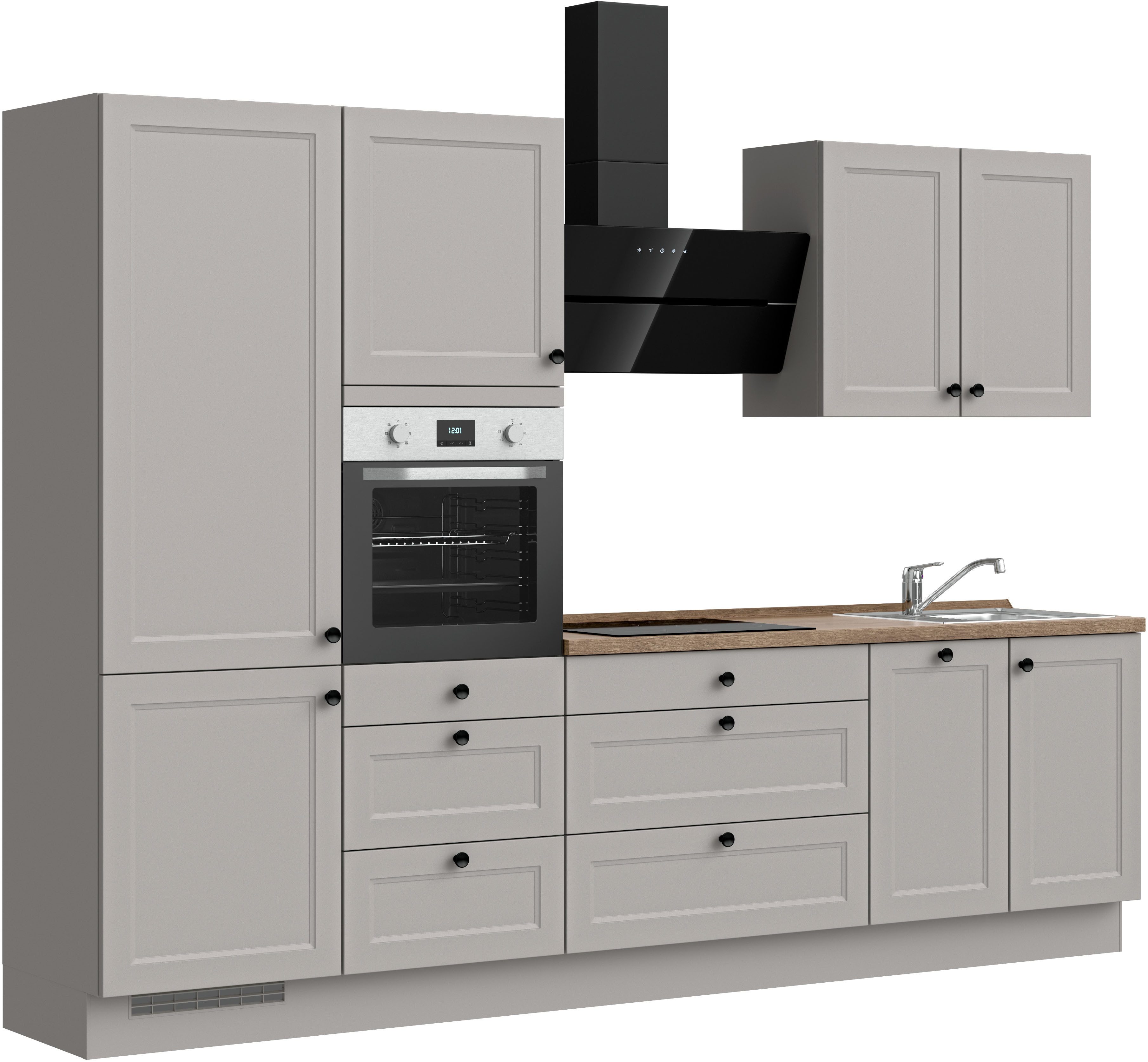 nobilia® Küchenzeile "Cascada II", NEU: individuell anpassbar mit gratis Profi-Beratung, vormontiert, Breite 300 cm, Ausrichtung wählbar, wahlw. mit E-Geräten