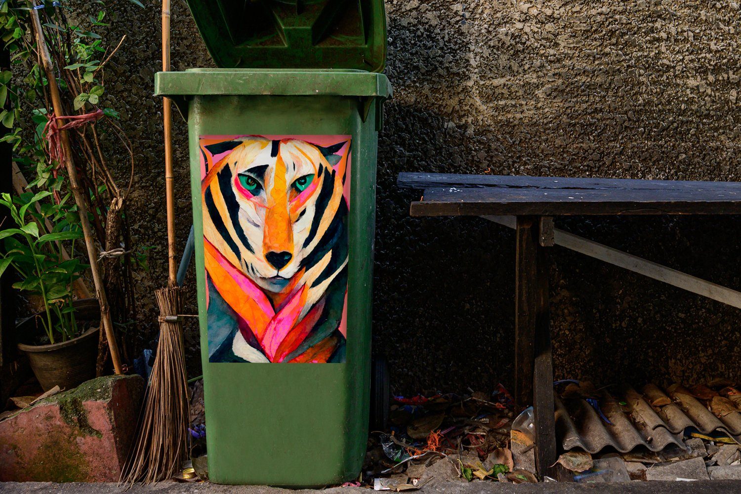 MuchoWow Wandsticker Abstrakt Augen - Mülltonne, St), Mülleimer-aufkleber, Container, - Farben Abfalbehälter (1 Tiere Sticker, 