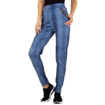 Ital-Design Leggings Damen Freizeit Jeansstoff Stretch Jeggings in Blau