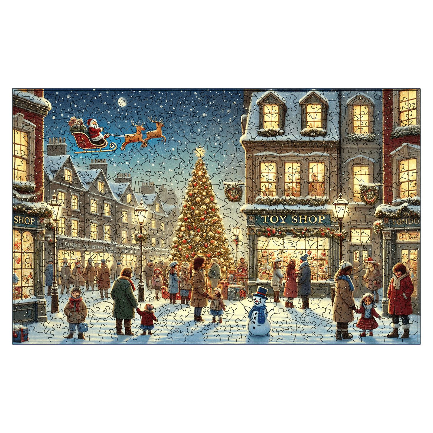 MagicHolz Puzzle Zauberhafte Weihnachtsgeschäfte Holzpuzzle (2D), 545 Puzzleteile