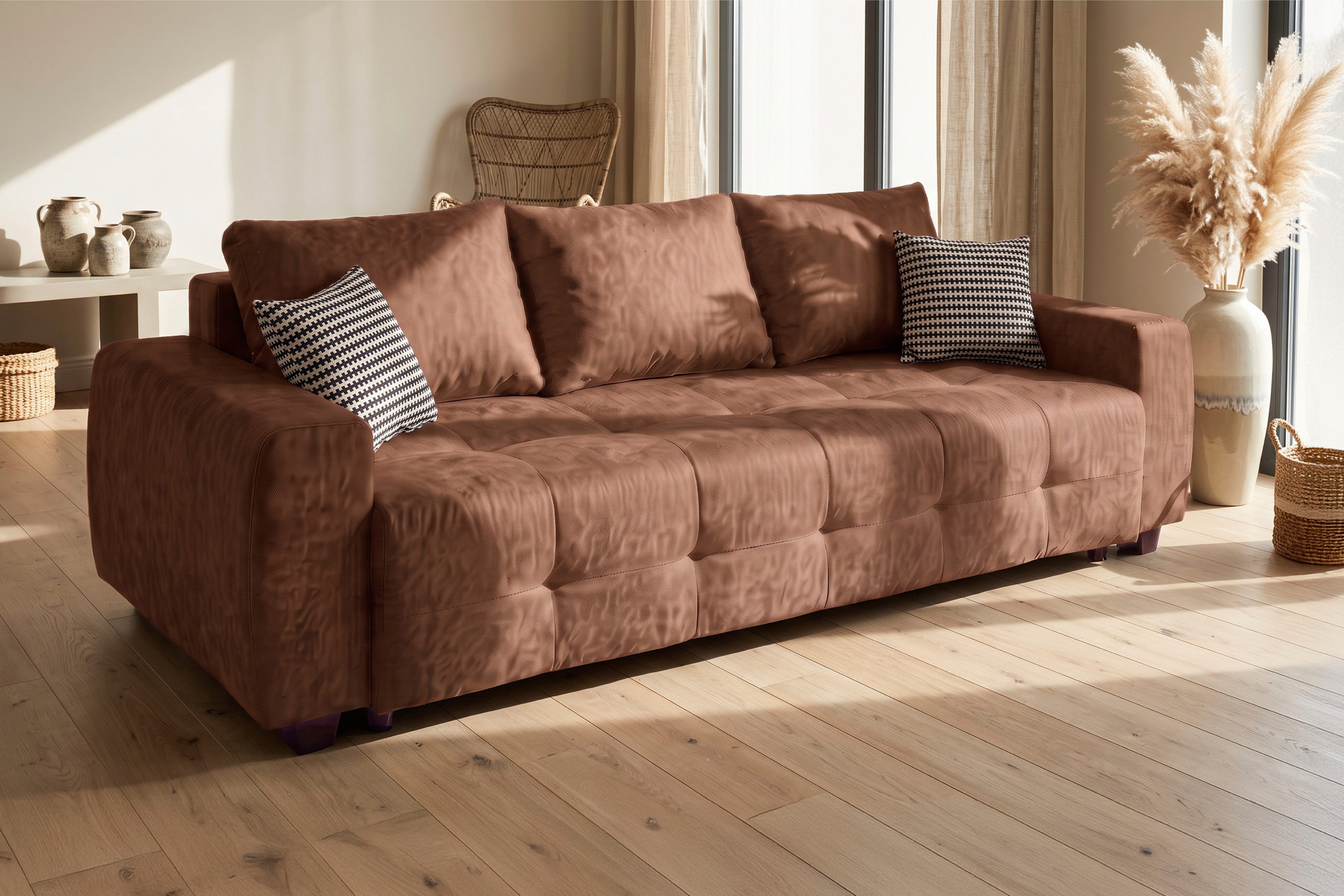 OTTO home Schlafsofa Bella B: 241 cm, Liegefl. 142x194 cm mit Bettkasten & Zierkissen, Schlafcouch mit Gästebett, 2 Zierkissen inklusive, frei stellbar