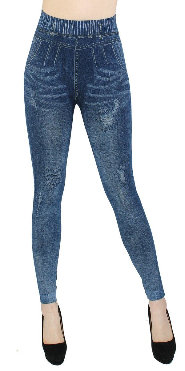 in Jeggings Waist High JL150-BeltBelt Optik Jeggings mit BequemJeansleggings Bund Leggings dy_mode Jeans Damen elastischem