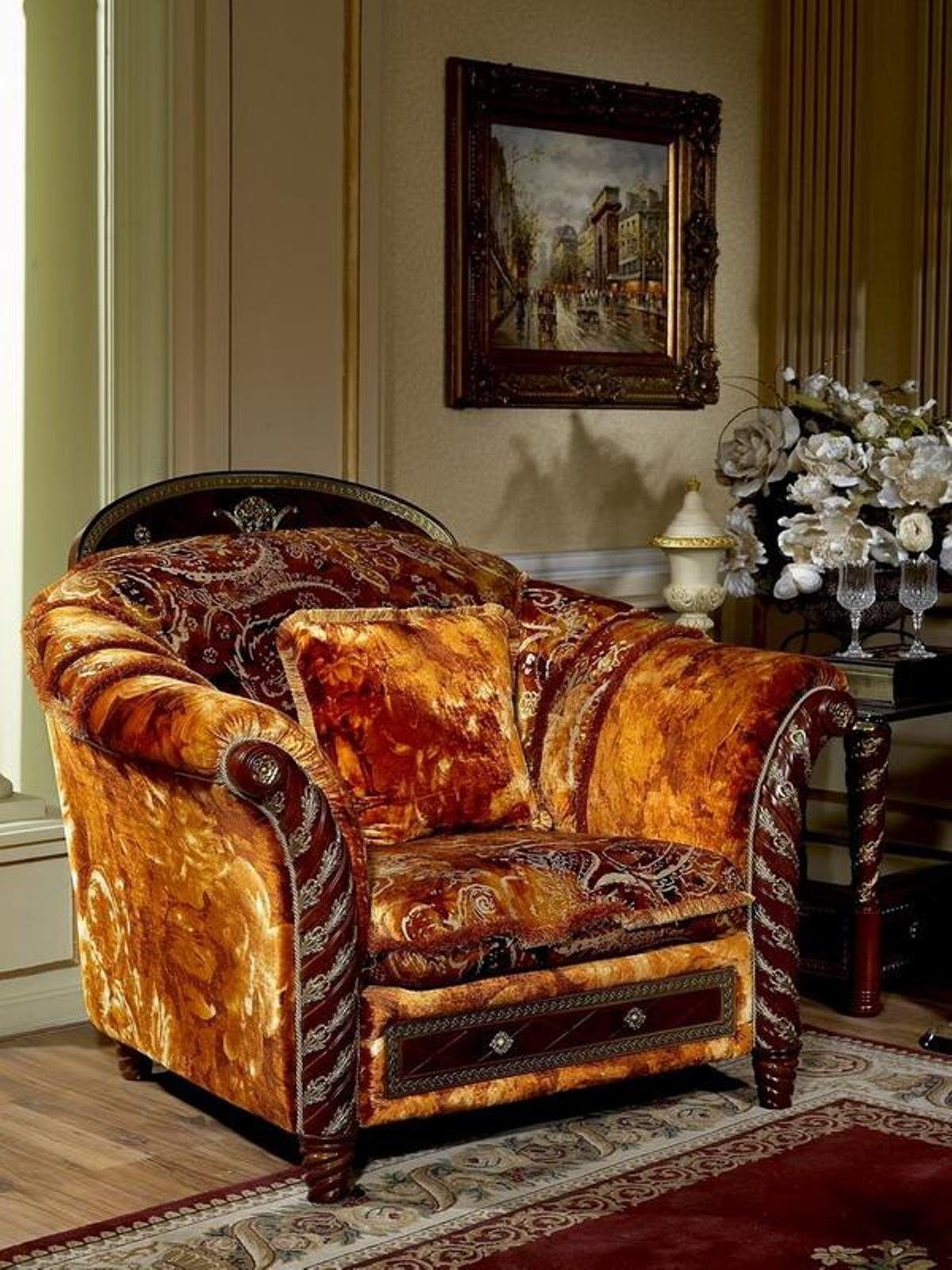 Rokoko Barock JVmoebel Textil Sessel, Luxus Sessel Sofa Couch Fernseh Klasse