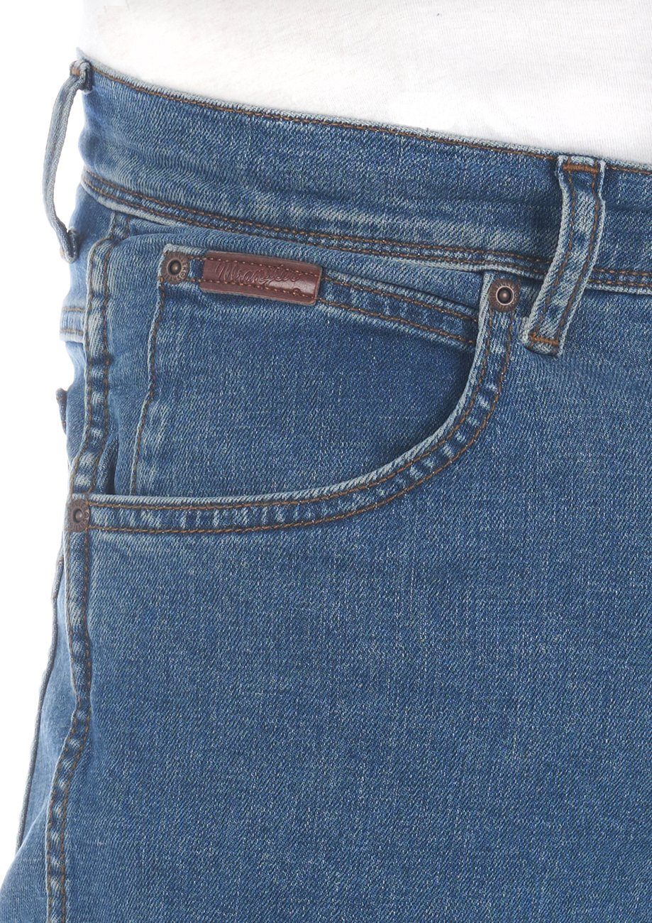 Wrangler Straight-Jeans Denim (WSS1X5147) Regular Stretch mit Stretch Island Herren Texas Jeanshose Green Hose Fit