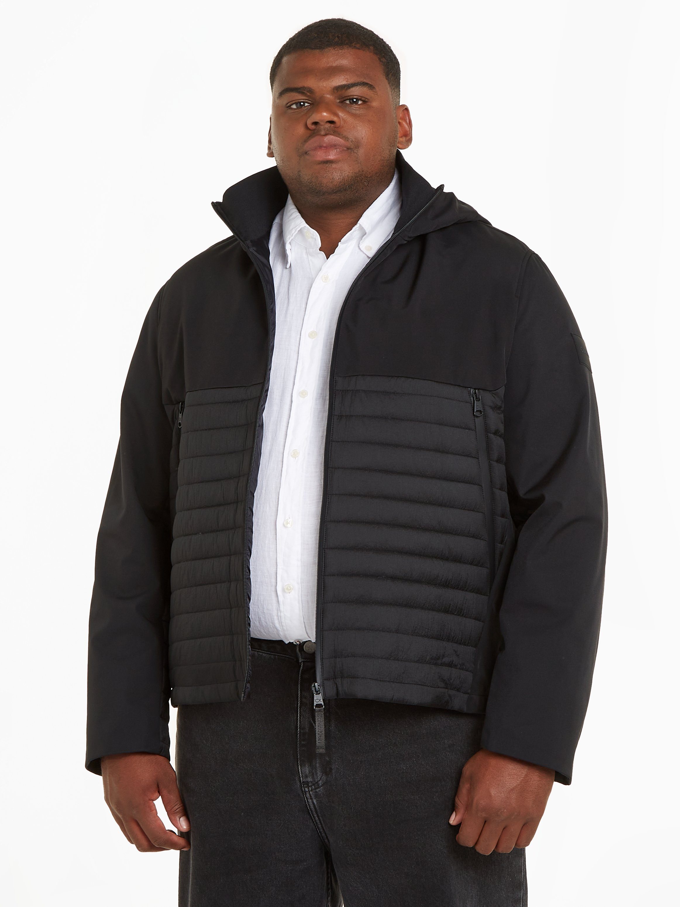 Calvin Klein Big&Tall MIX MEDIA Black Outdoorjacke JACKET BT_QUILTED HOOD Ck