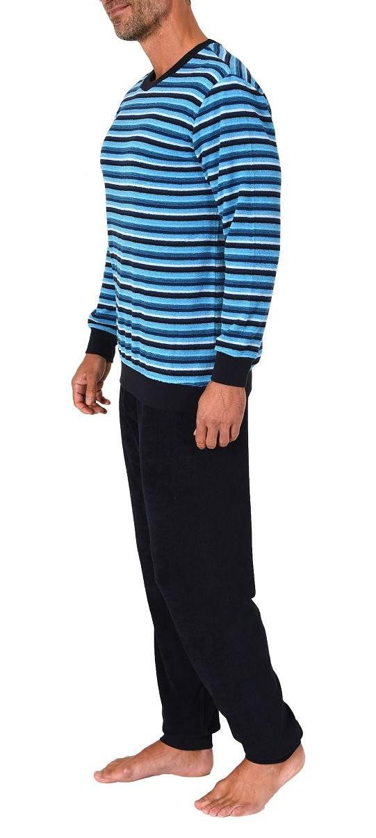 Normann Pyjama Herren Frottee Schlafanzug lang, Pyjama mit feinem Ringel-Muster – Bild 3 von 4