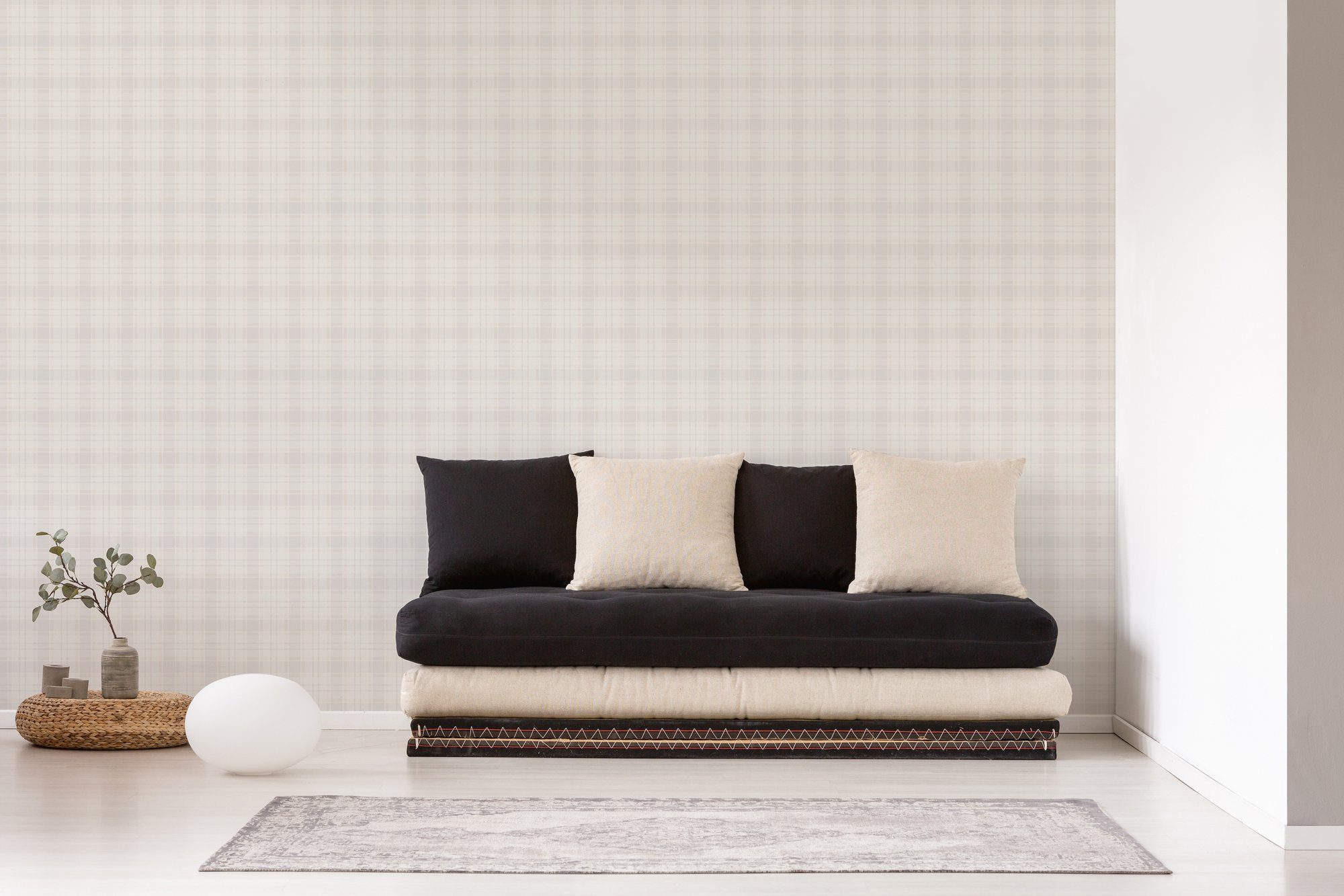 A.S. Création Vliestapete Landhaustapete Karriert, leicht strukturiert, gemustert, matt, neutral, (1 St), Tapete mit Karomuster Tapeten Wohnzimmer Schlafzimmer Küche Flur Optik