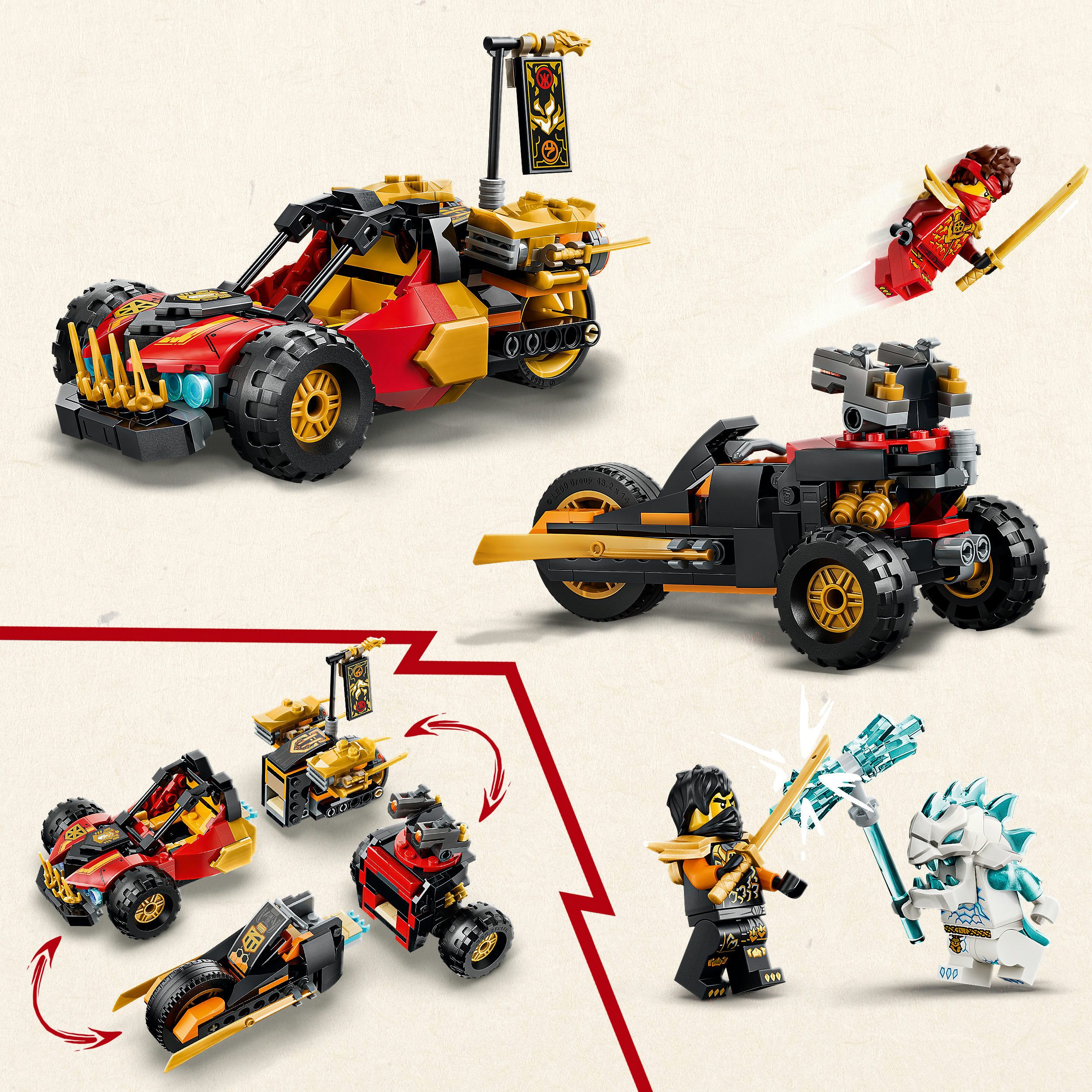 LEGO® Kais und Coles Kombi-Flitzer (71864), LEGO Ninjago Konstruktionsspielsteine, (394 St), Made in Europe – Bild 4 von 5