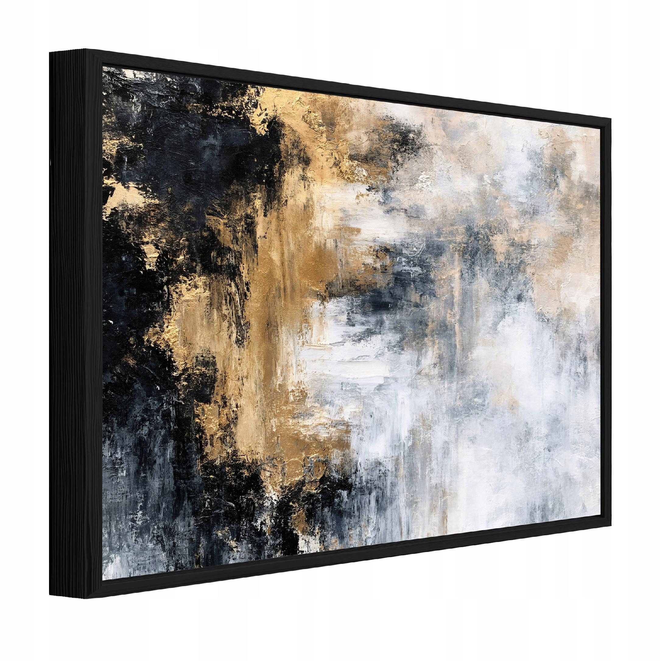 Wallarena Leinwandbild Abstrakt gerahmt gold Wandbild Wohnzimmer Schlafzimmer Deko, Abstrakt (1 St), gerahmt, gold, Leinwand, Wandmontage, 90x60cm