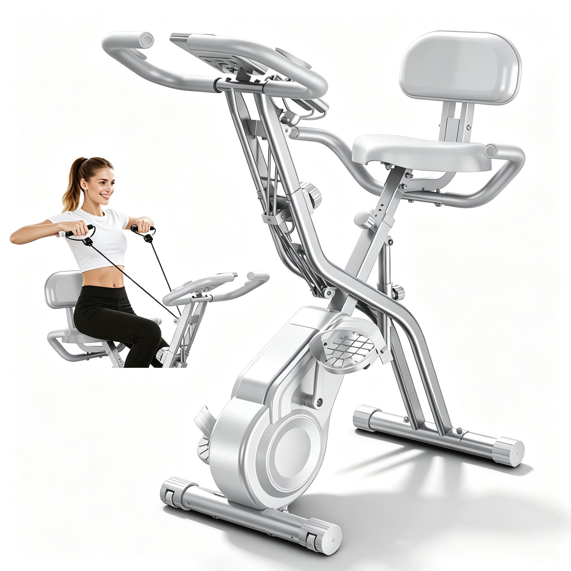 BAYMATE Heimtrainer leises Fitnessfahrrad mit einstellbarem Widerstand (atmungsaktivem Sattel für Cardiotraining, LCD-Display), verstellbarem Lenker und Sattel