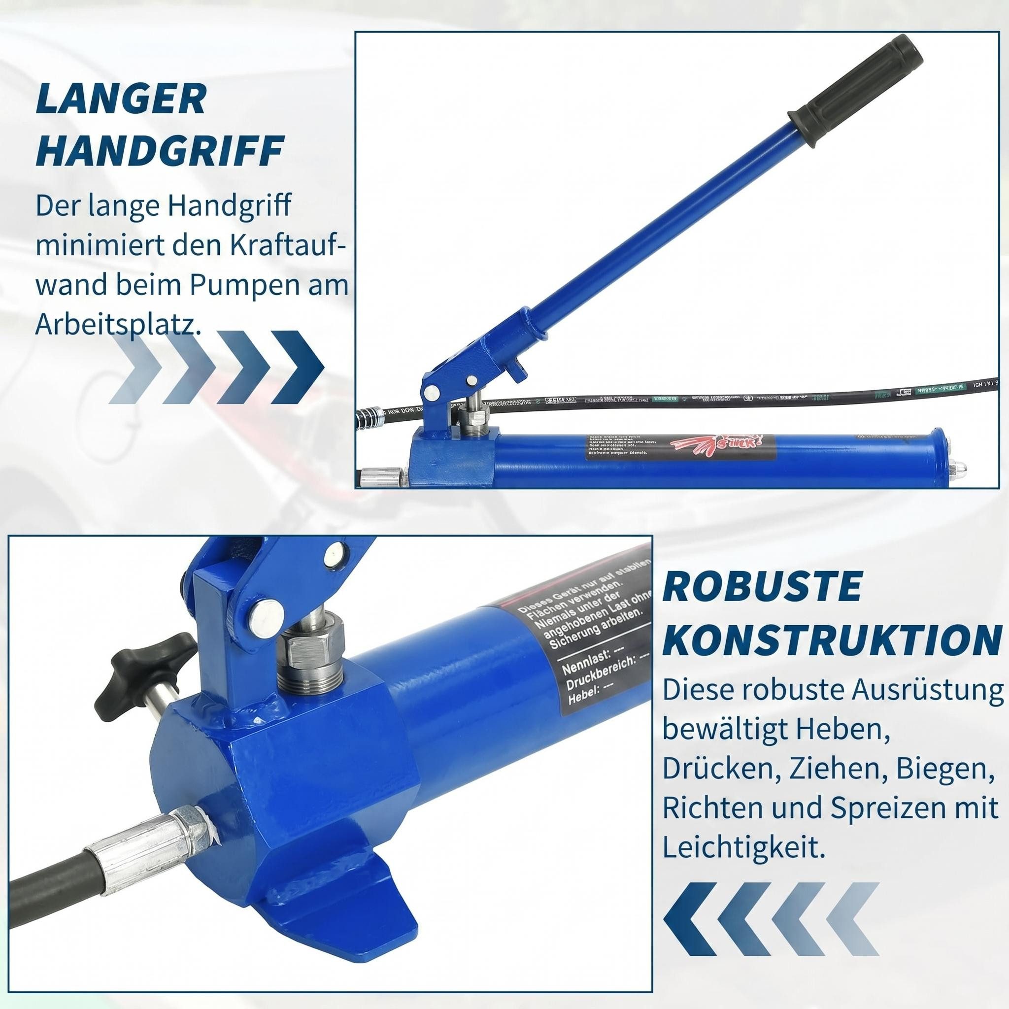 GarveeMore Wagenheber Hydraulischer Karosserie-Richtsatz (Porta Power) aus Stahl, getrennte Hydraulikpumpe & Zylinder, mit Kunststoff-Transportkoffer – Bild 5 von 5