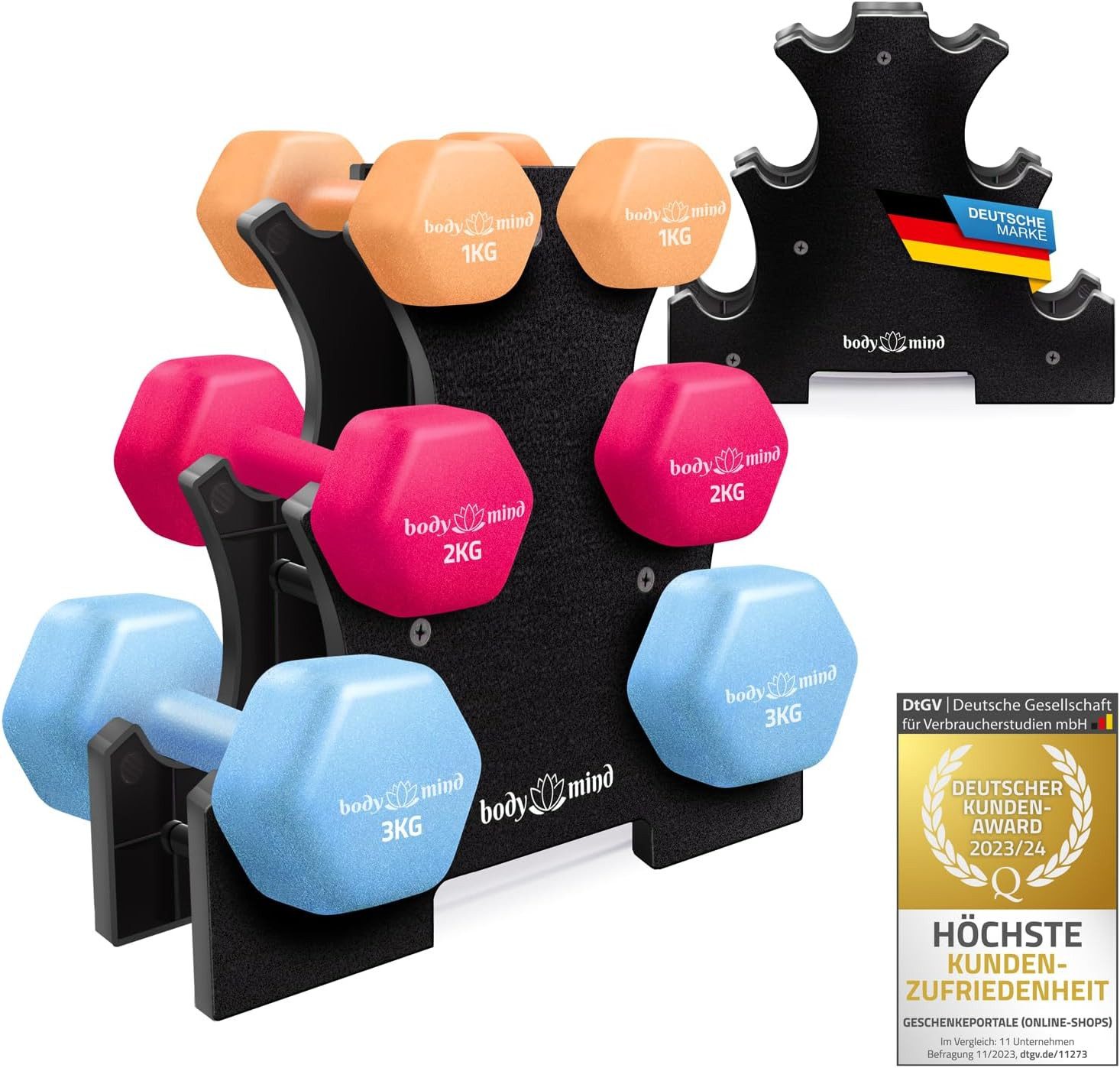 Body & Mind Hantel-Set BODY & MIND Neopren Hantel Set–Kurzhanteln für Fitness & Heimgebrauch, (Dumbbells, Effektives Krafttraining), Fitness Workout für Zuhause