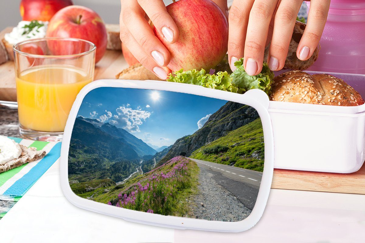 Kunststoff, Natur, (2-tlg), Lunchbox und Brotdose, weiß Mädchen für und - Kinder Schweiz - Alpen für MuchoWow Jungs Brotbox Erwachsene,