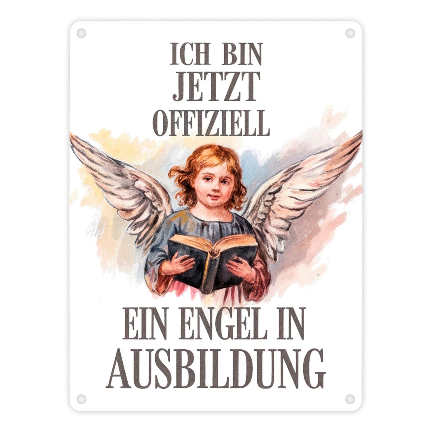 speecheese Metallschild Engel in Ausbildung Metallschild in 15x20 cm - Kind mit Engelsflügeln