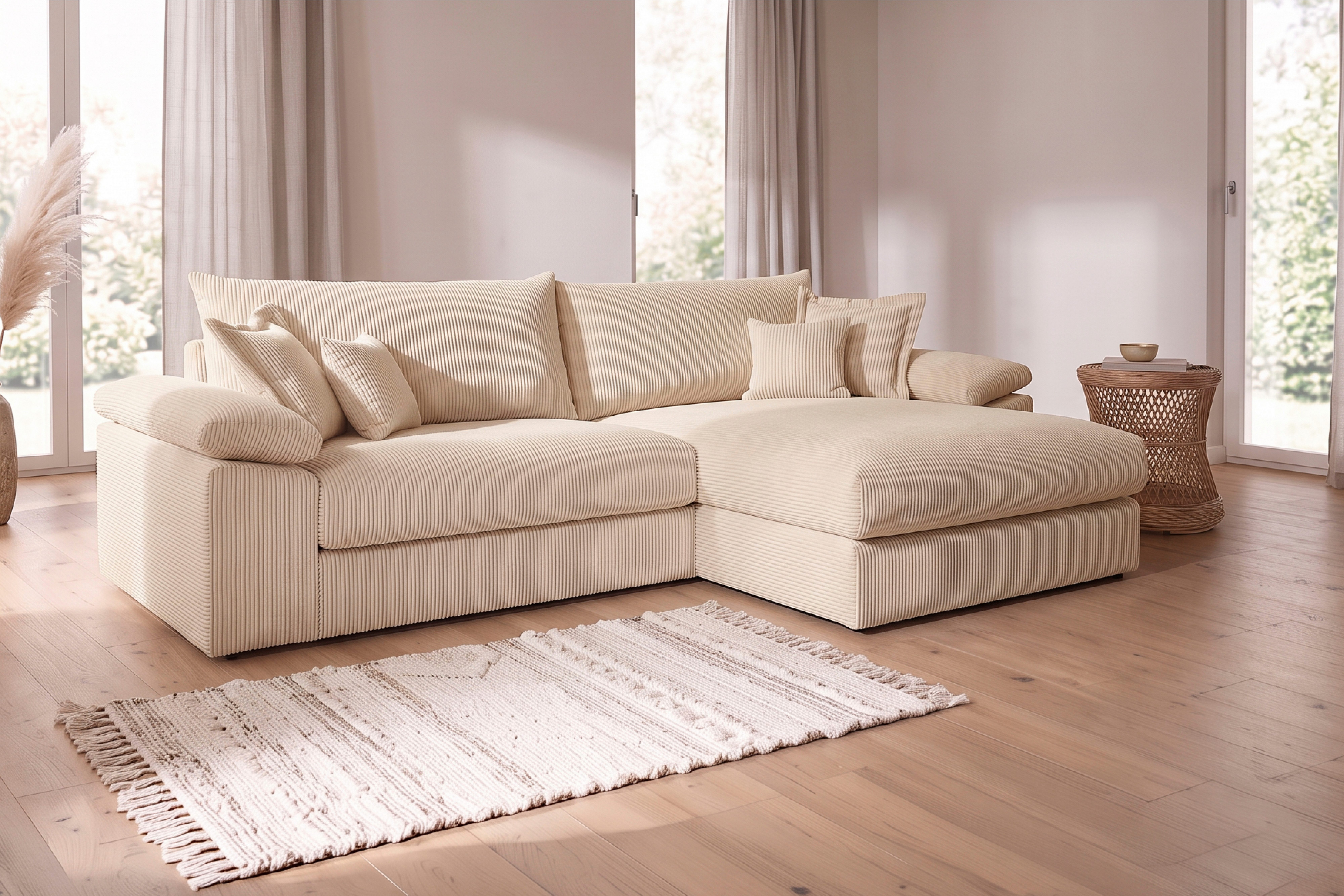 OTTO home Ecksofa Soft&Cosy XXL L-Form, B: 303 cm - OTTO. Verlässliche Qualität., Mega-Sofa, Cord oder Chenille-Struktur, mit Federkern & 4 Zierkissen
