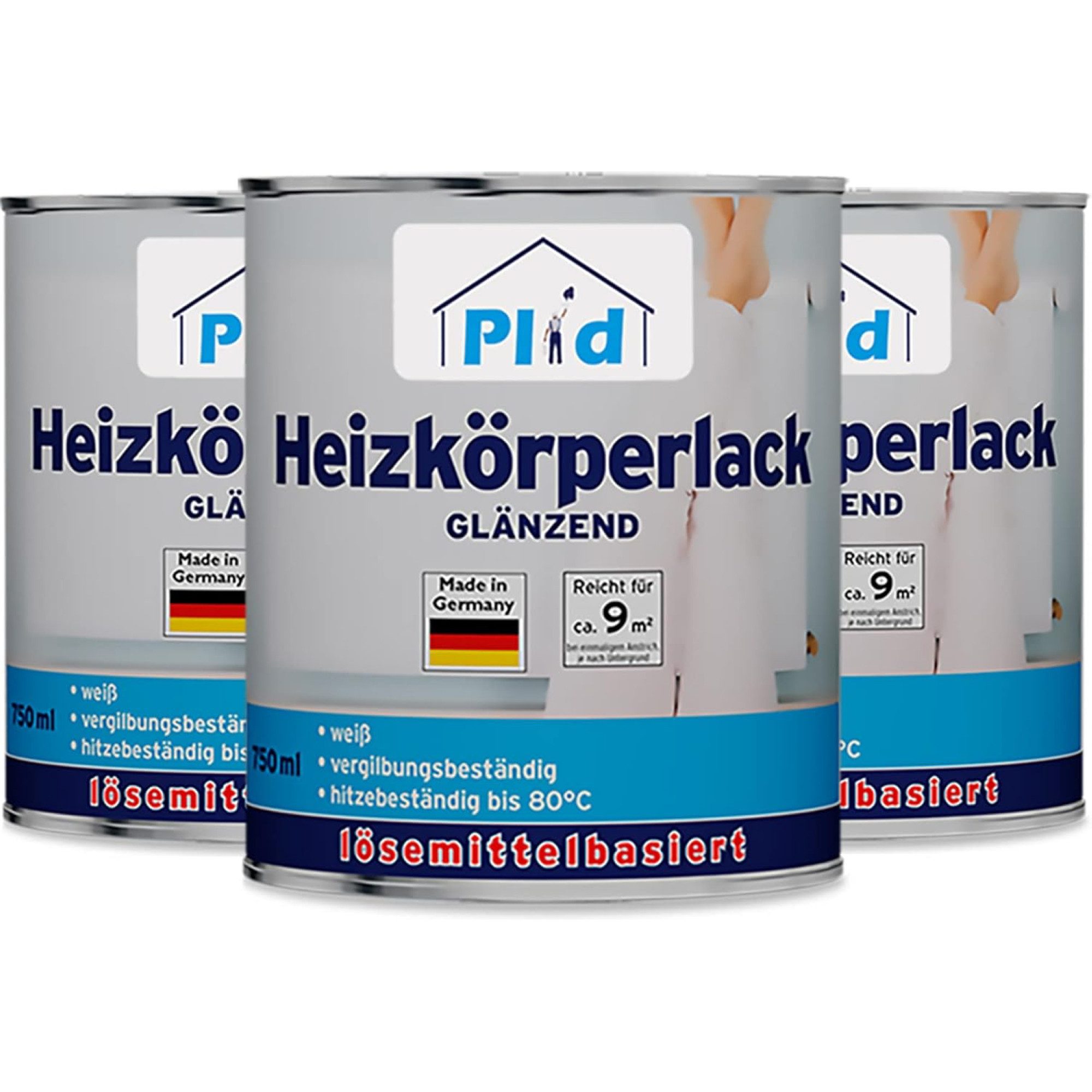 plid Heizkörperlack Premium Heizkörperlack LH Thermolack weiß Glänzend, Schnelltrocknend, verarbeitungsfertig