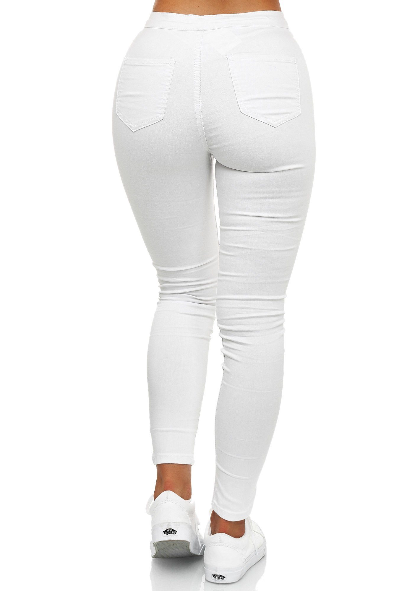 Weiß Elara High-waist-Jeans (1-tlg) Slim Fit Elara Waist Damen High Jeans