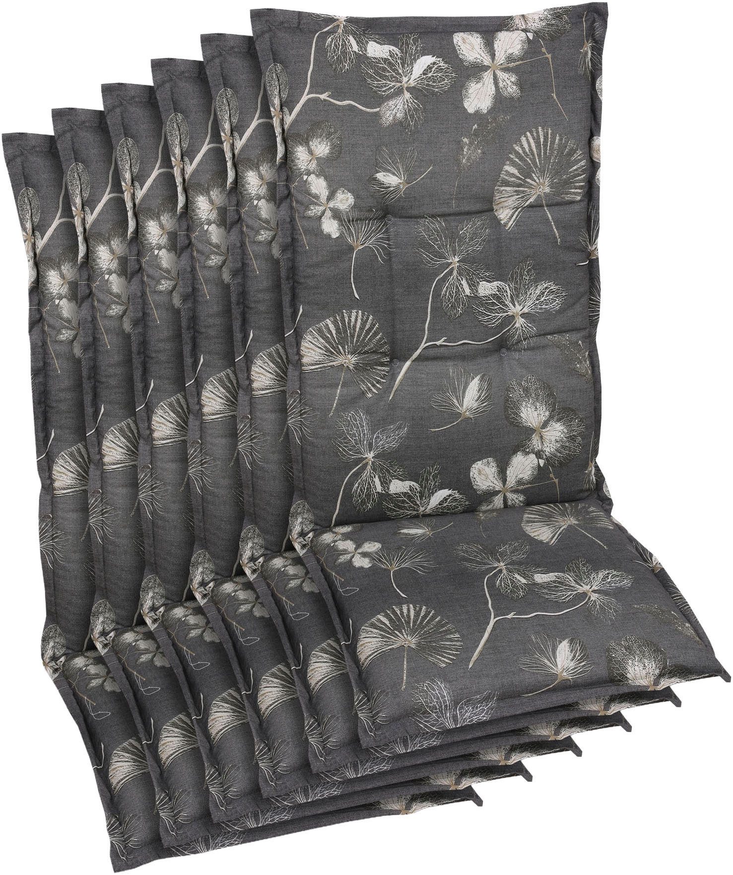 KONIFERA Hochlehnerauflage, (Spar-Set, 6 St), Natur Look taupe - Maße BxLxH ca.: 50 cm x 120 cm x 6 cm