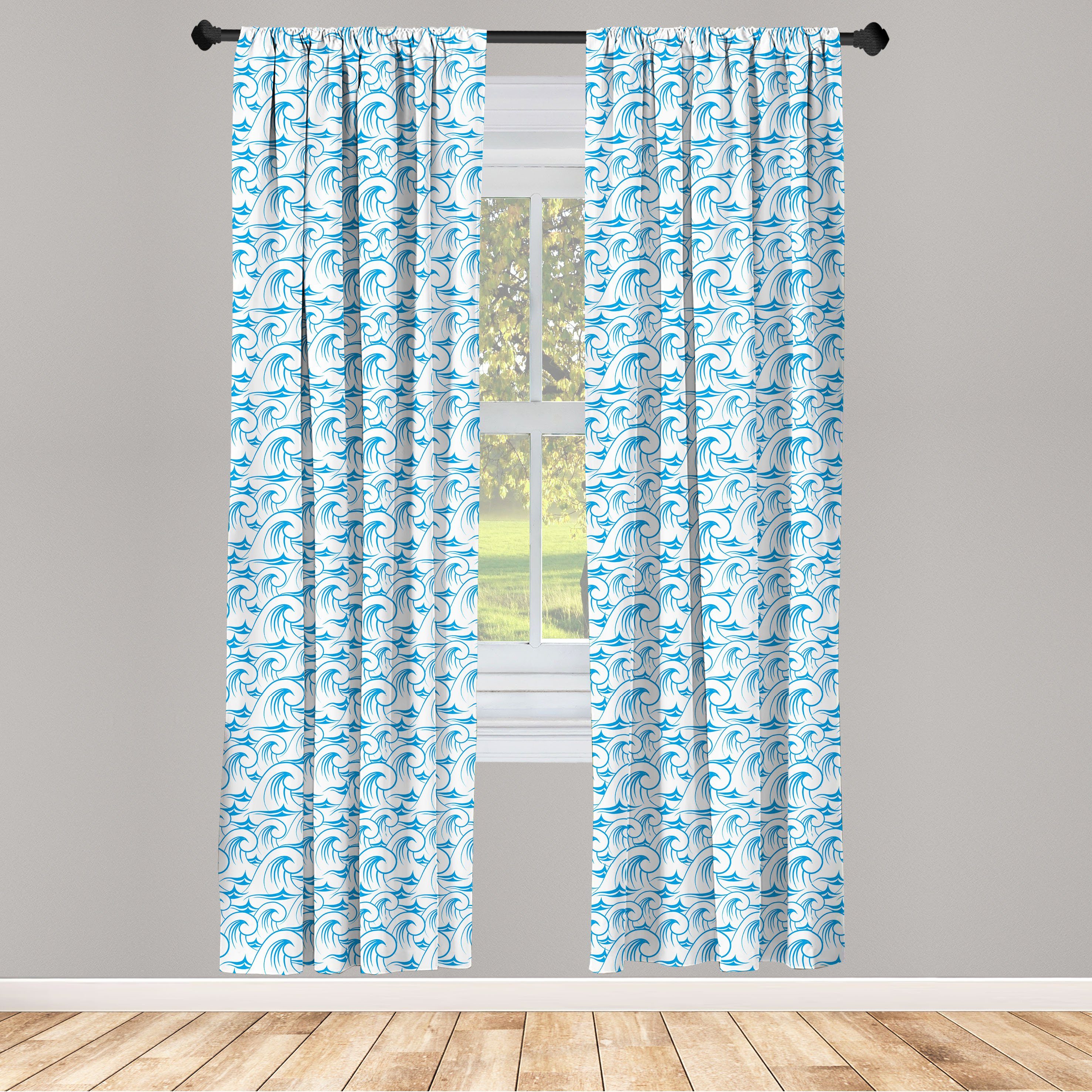 Gardine Vorhang für Wohnzimmer Schlafzimmer Dekor, Abakuhaus, Microfaser, Nautisch Ozean-Wellen-wirbelnde Foam