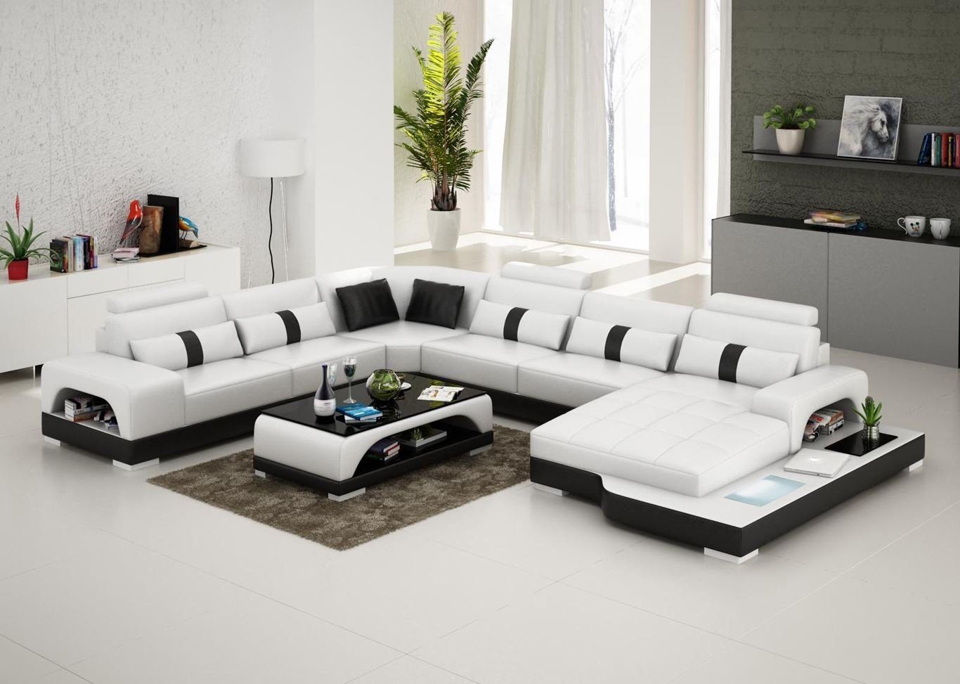 Garnitur Wohnlandschaft Sofa Polster Sofas xxl Big Weiß Couch JVmoebel Ecksofa, Couchen