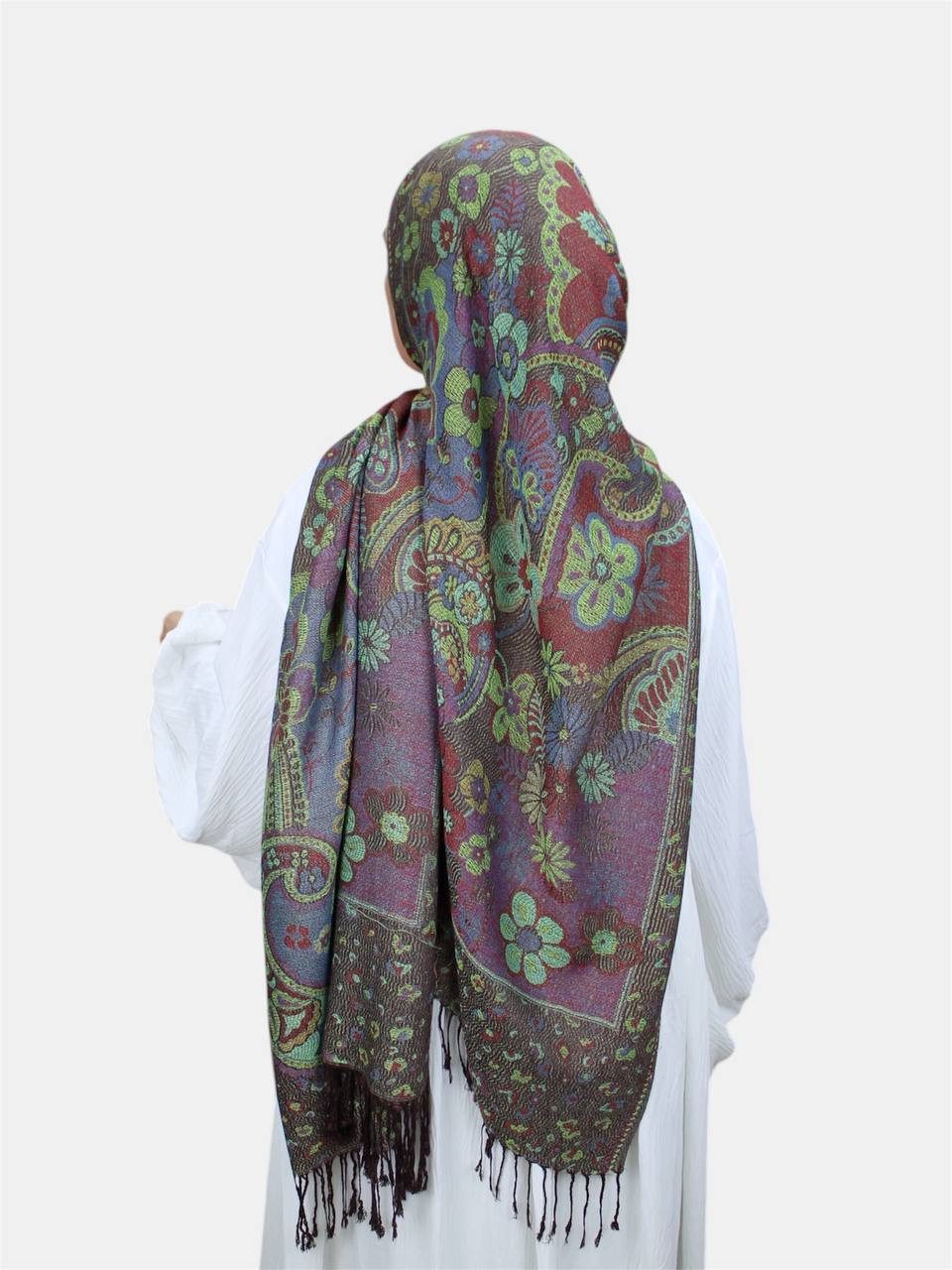 Aymasal Kopftuch Flower Pashmina Muster Hijab Kopftuch Schal Fransentuch Hidschab Islam, Hochwertige Viskose, Blumendesign