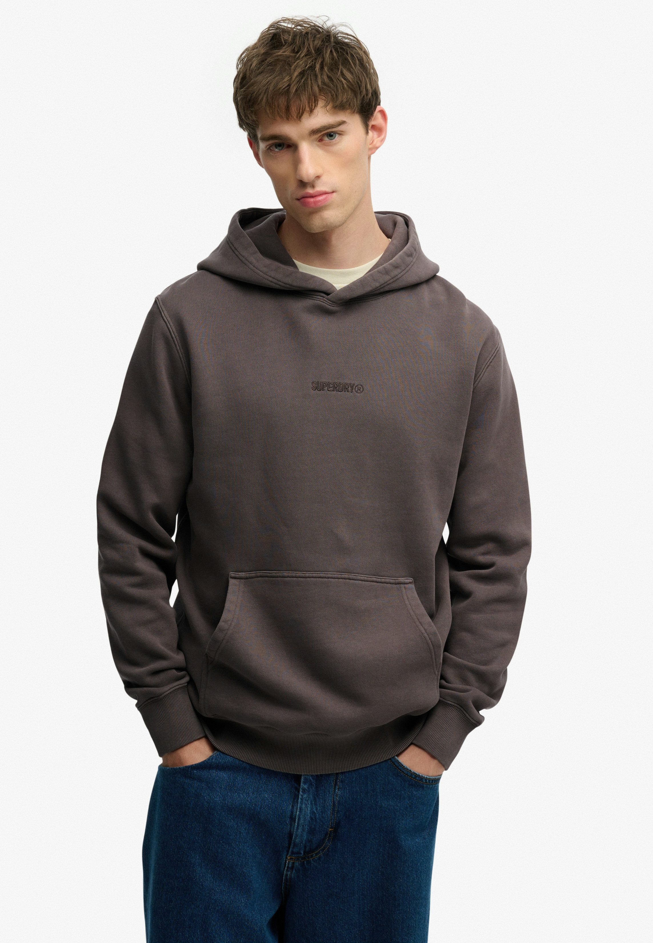 Superdry Kapuzensweatshirt MICRO LOGO HOOD aus Baumwolle und Polyester, Relaxed Fit, angeraute Sweatware