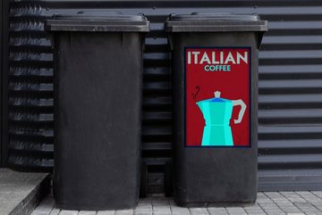 MuchoWow Wandsticker Italien - Jahrgang - Kaffee - Zitate - Italienischer Kaffee (1 St), Mülleimer-aufkleber, Mülltonne, Sticker, Container, Abfalbehälter