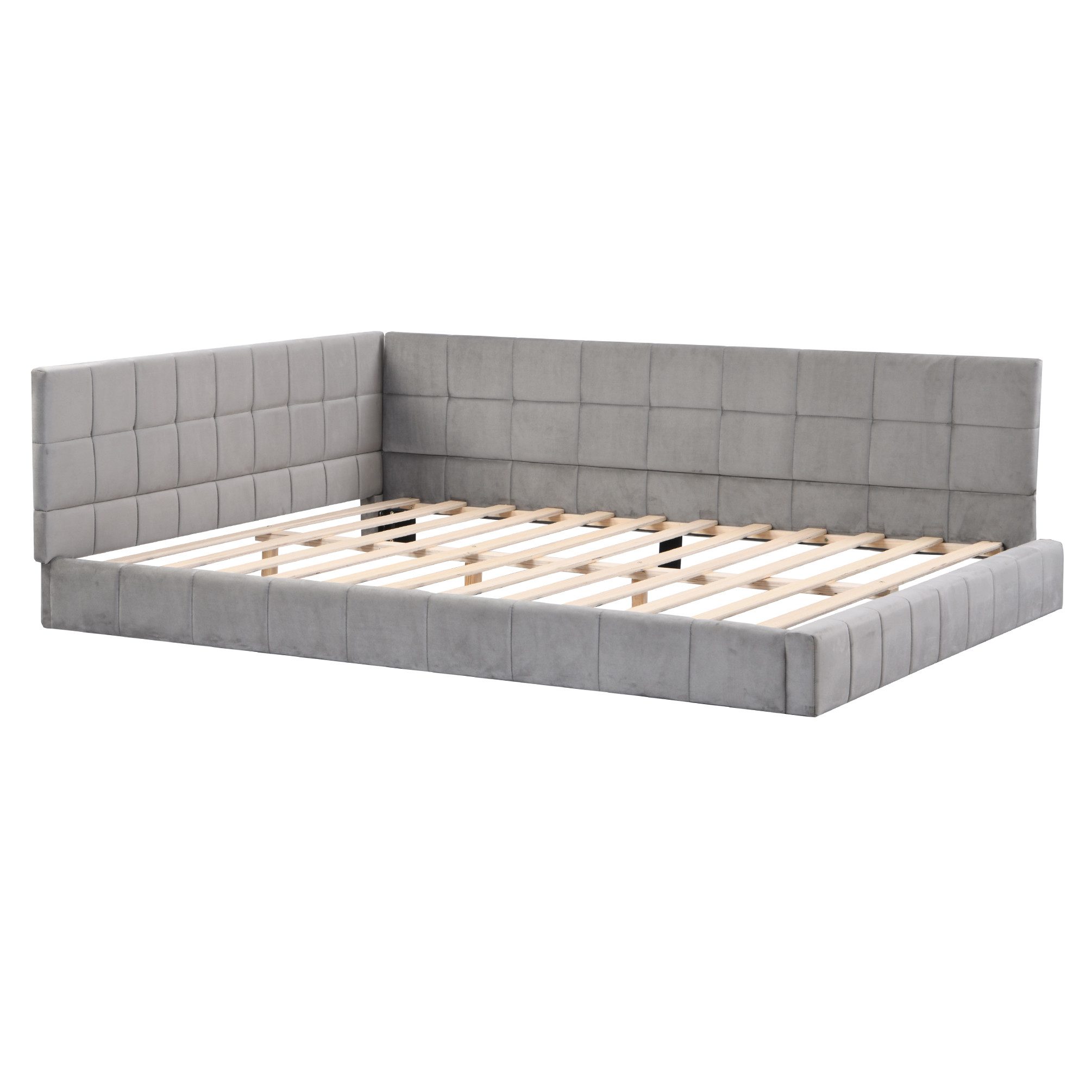 Celya Polsterbett Schlafsofa 140 x 200 cm Multifunktionsbett, mit Lattenrost aus hautsympathischem Samtstoff