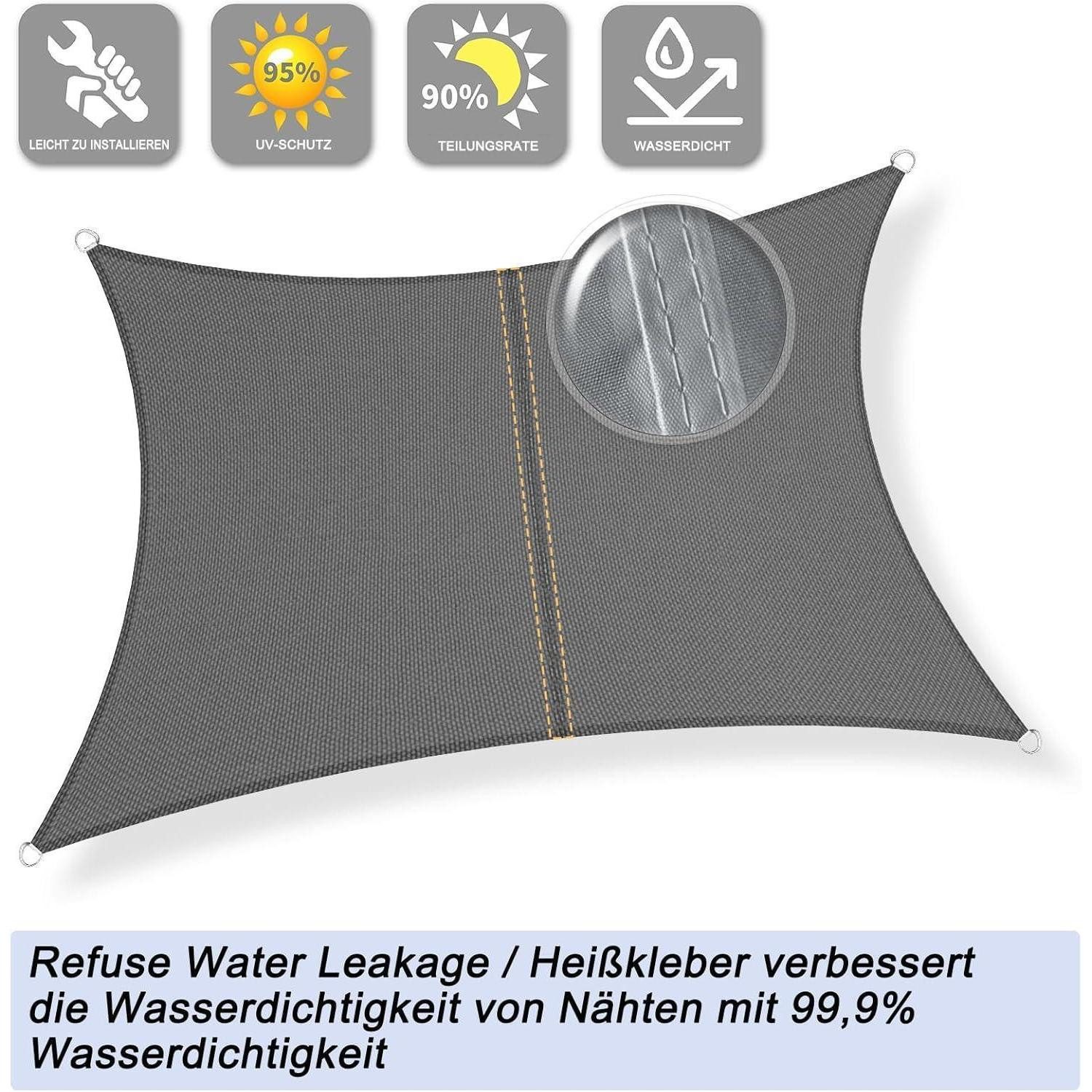 LuxusKollektion Sonnensegel Sonnensegel 4x5m Rechteckig Wasserdicht UV Schutz 4x5 Anthrazit