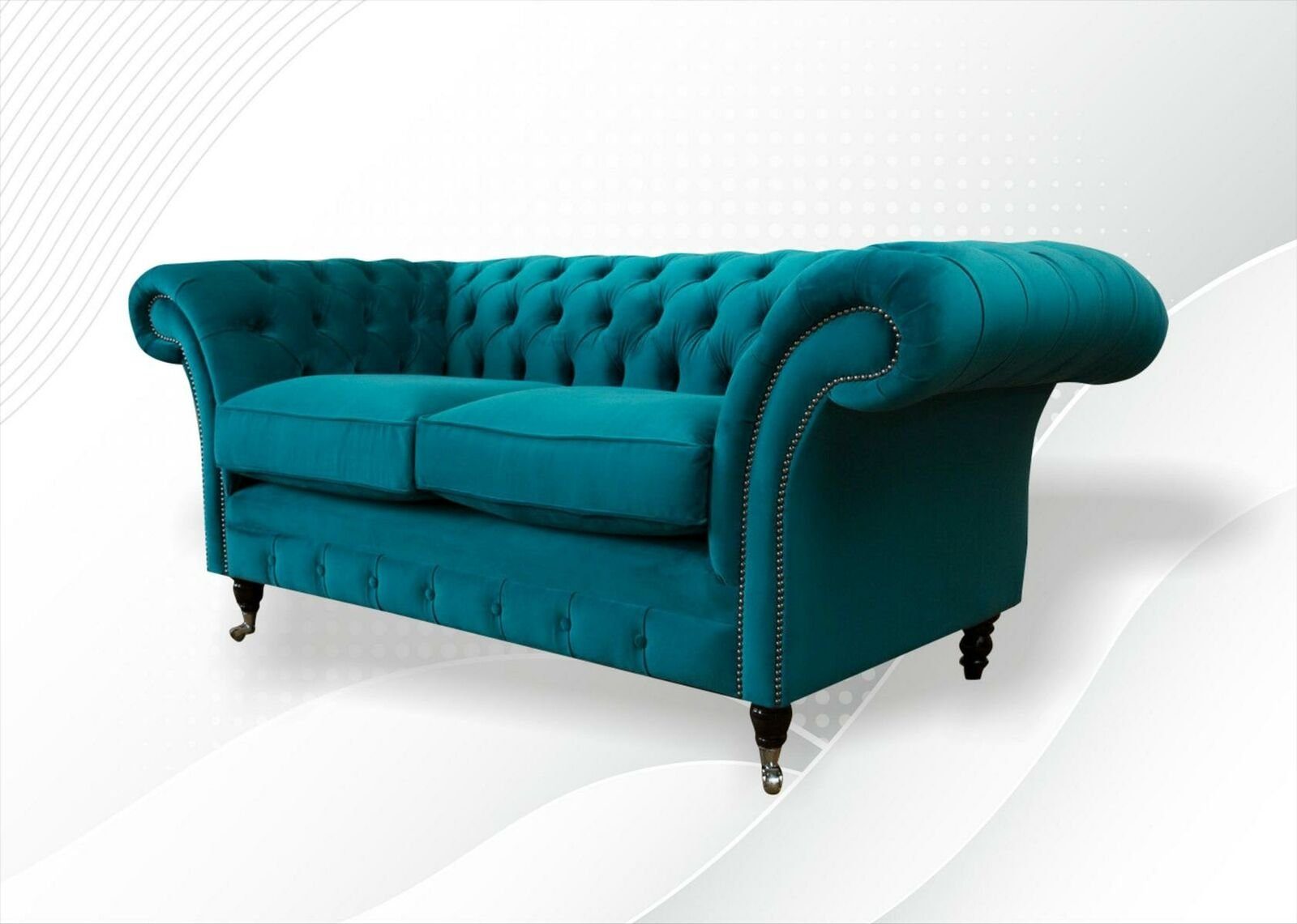 JVmoebel Chesterfield-Sofa Türkis luxus moderner Chesterfield Zweisitzer Neue Couch, Made in Europe