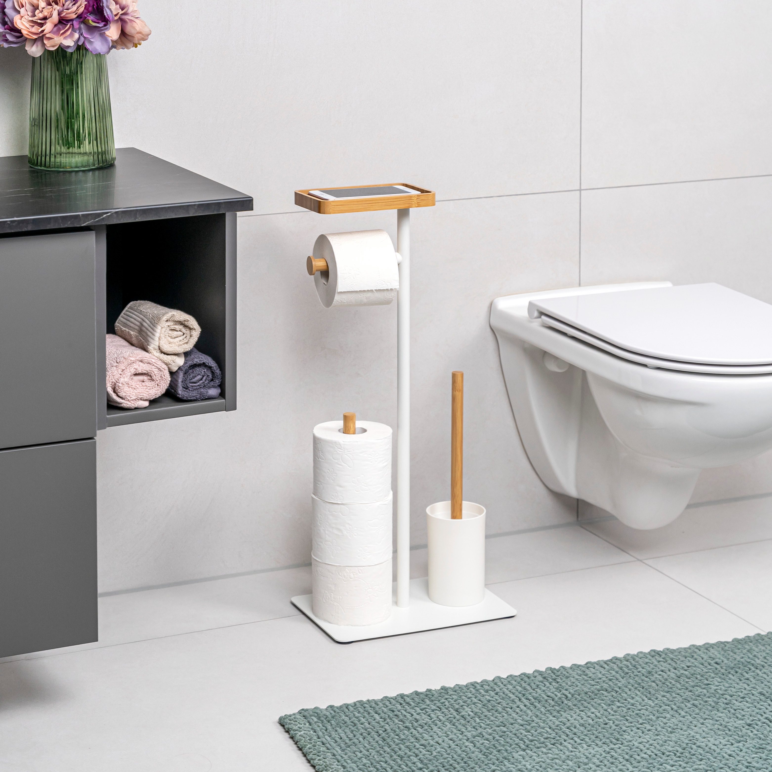 eluno WC-Garnitur Stand-WC-Garnitur 4in1, WC-Bürste, (Ersatz)Rollenhalter, günstig online kaufen