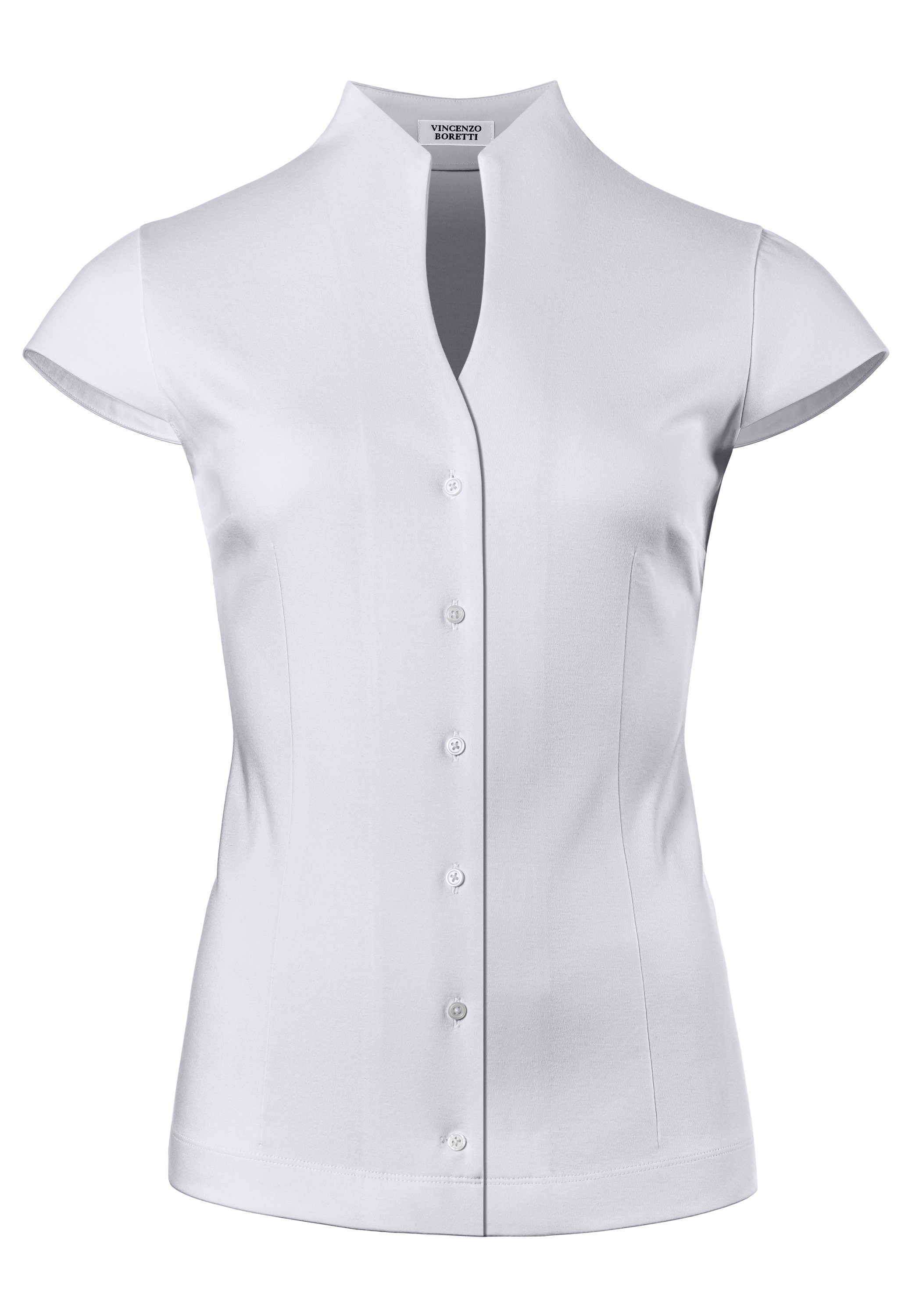 Vincenzo Boretti Klassische Bluse leicht tailliert Jersey Kelchkragen Kurza günstig online kaufen