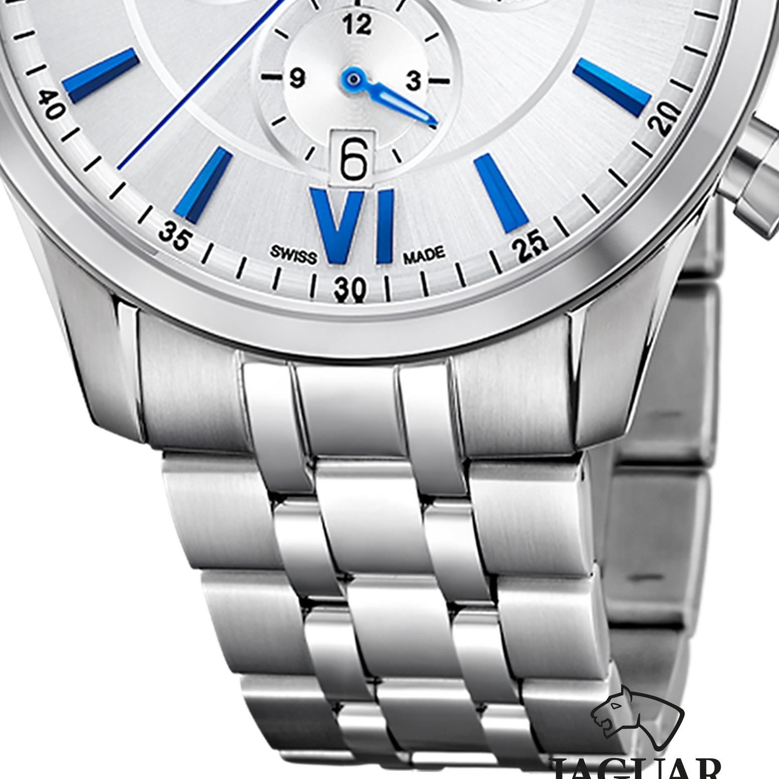 JAGUAR Quarzuhr Jaguar Herrenuhr Edelstahl silber Jaguar, (Analoguhr), Herren Armbanduhr rund, Edelstahlarmband silber