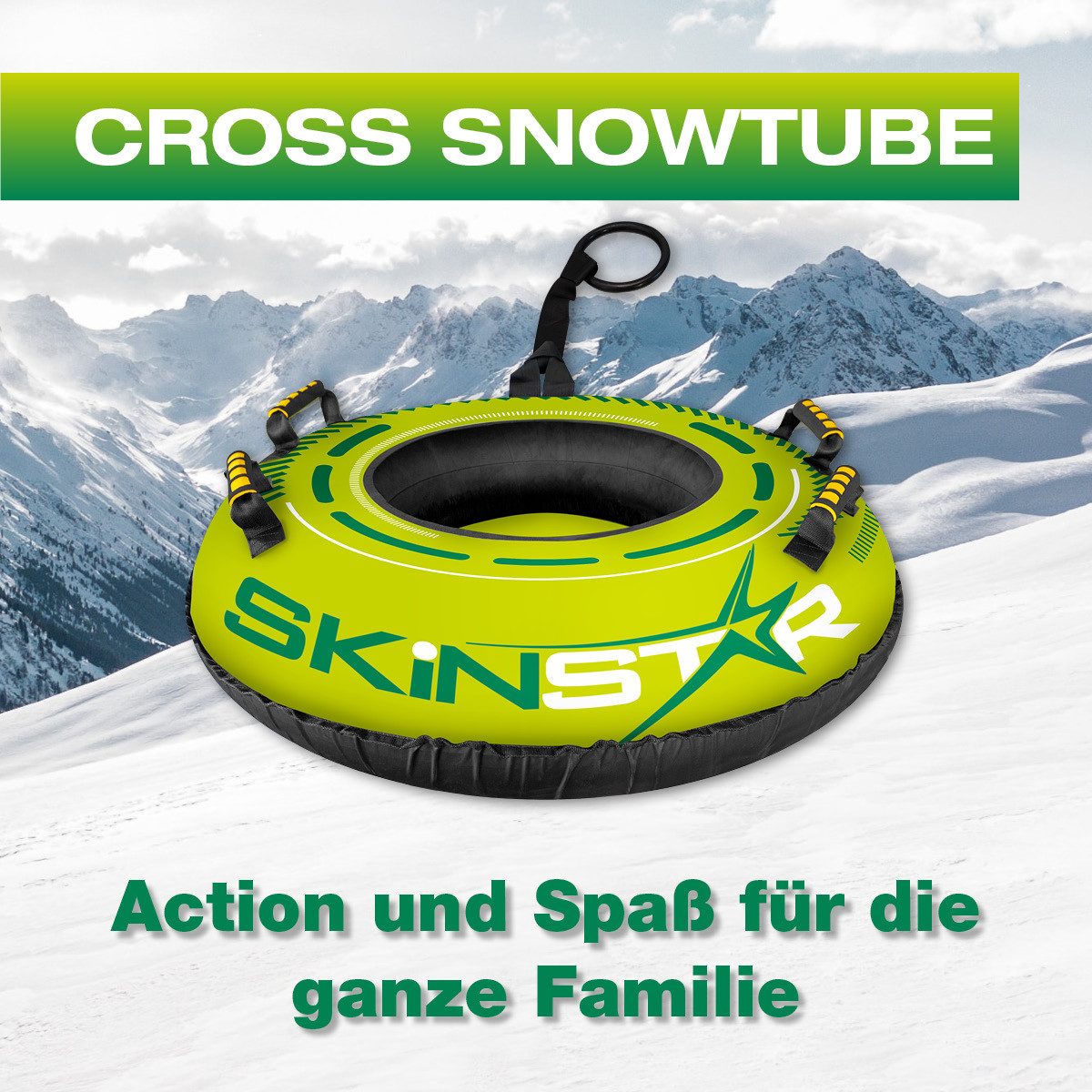 SkinStar Schlitten SkinStar CROSS Snowtube gruen Ø 70cm Rodelreifen Schneereifen