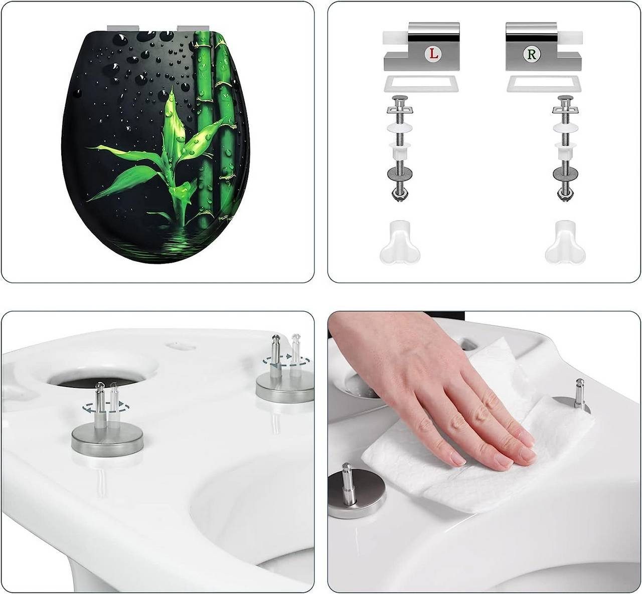 Woltu WC-Sitz (1-St), mit Abesenkautomatik, aus Duroplast, Deco Design