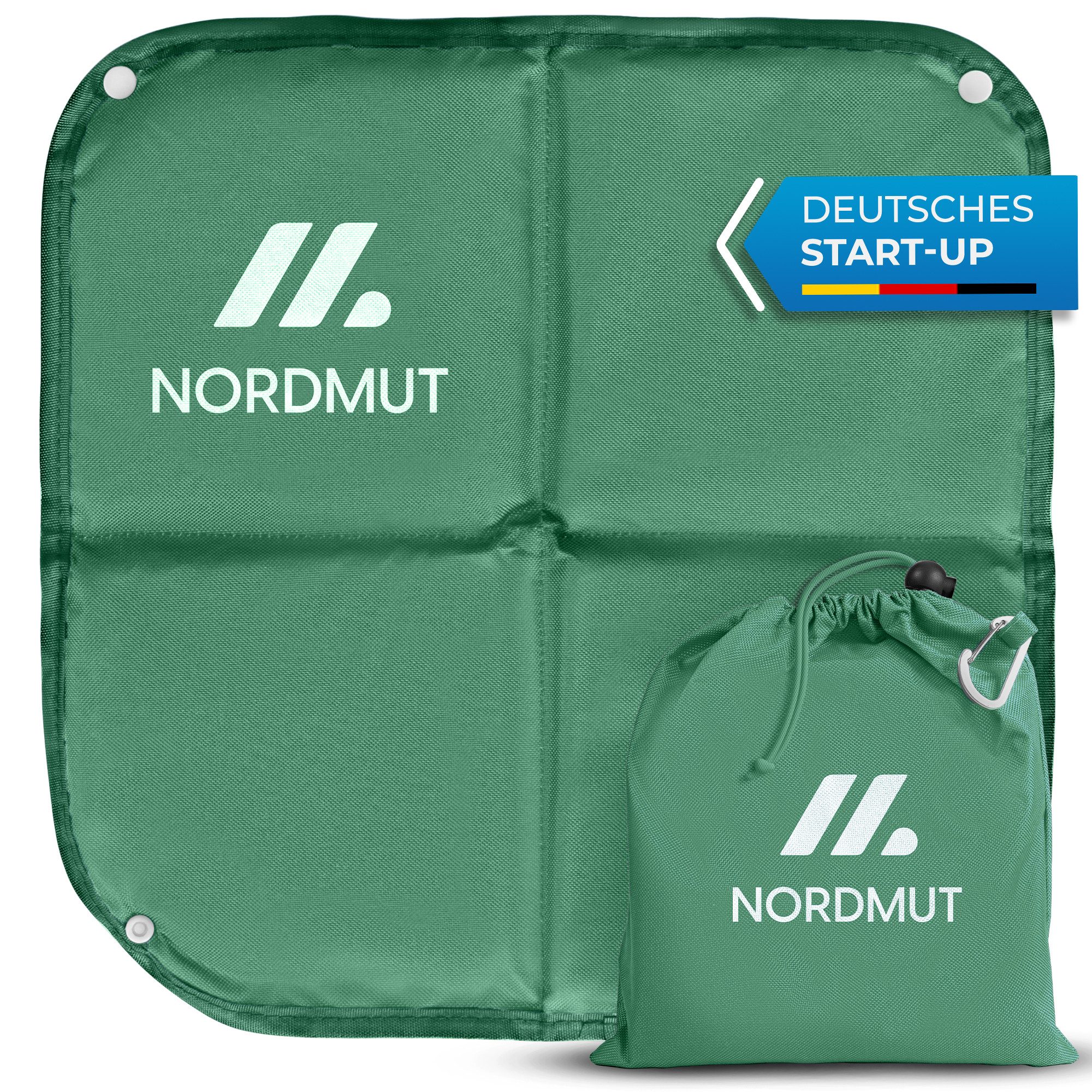 Nordmut Thermositzkissen Sitzkissen Outdoor, Wandern Camping, faltbar, wetterfest, leicht, Spar-Set, 1-tlg., Nordmut Nallo + Alu Karabiner + Transportbeutel, isolierend, wasserabweisend, ultraleicht, atmungsaktiv, Trekking