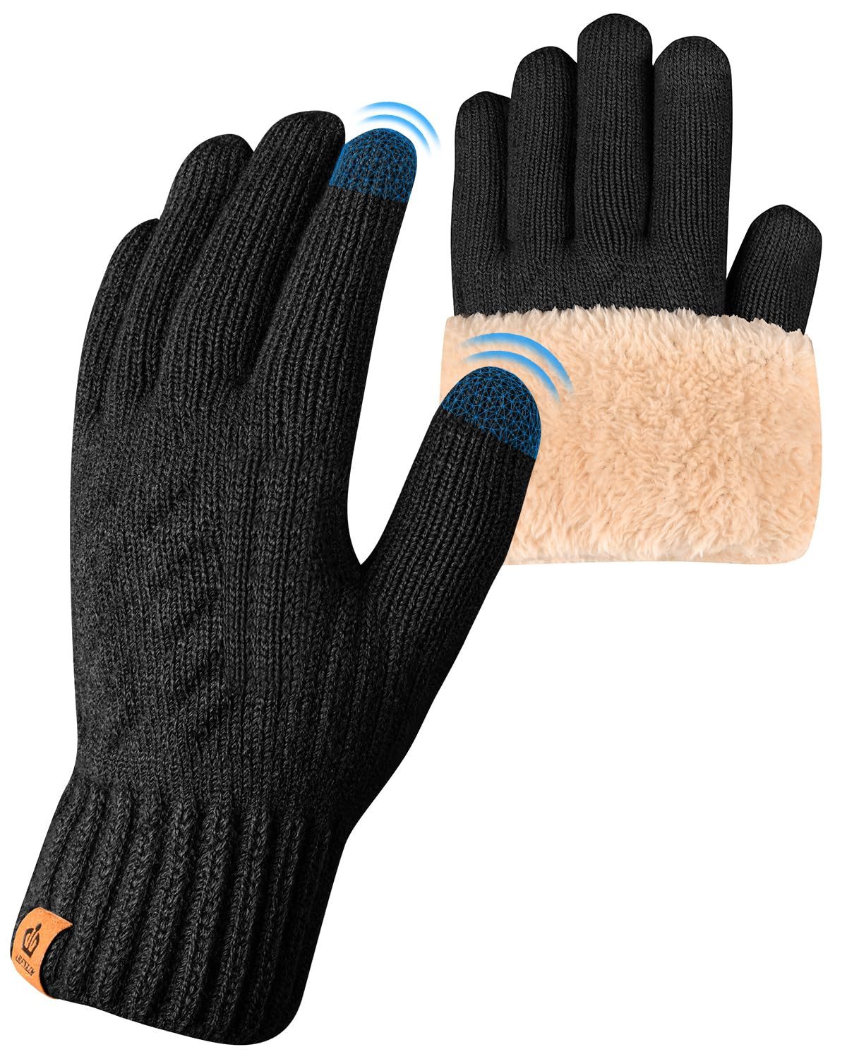 Coonoor Fleecehandschuhe Warme Winterhandschuhe Fleece Strickhandschuhe Touchscreen Thermo (für Herren Damen Weihnachten und Neujahr Geschenkideen) für Outdoor Sport Laufen Radfahren Freizeit ski reithandschuhe