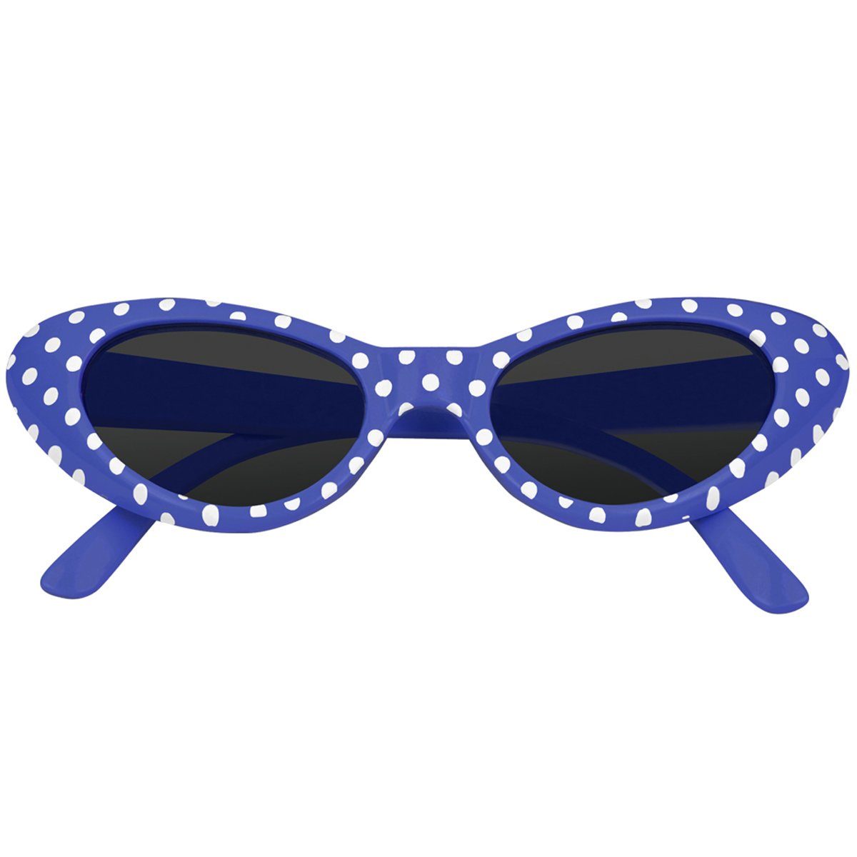 Das Kostümland Verkleidungsmaske Cat Eye Brille Sandy mit Punkten, Dunkelblau