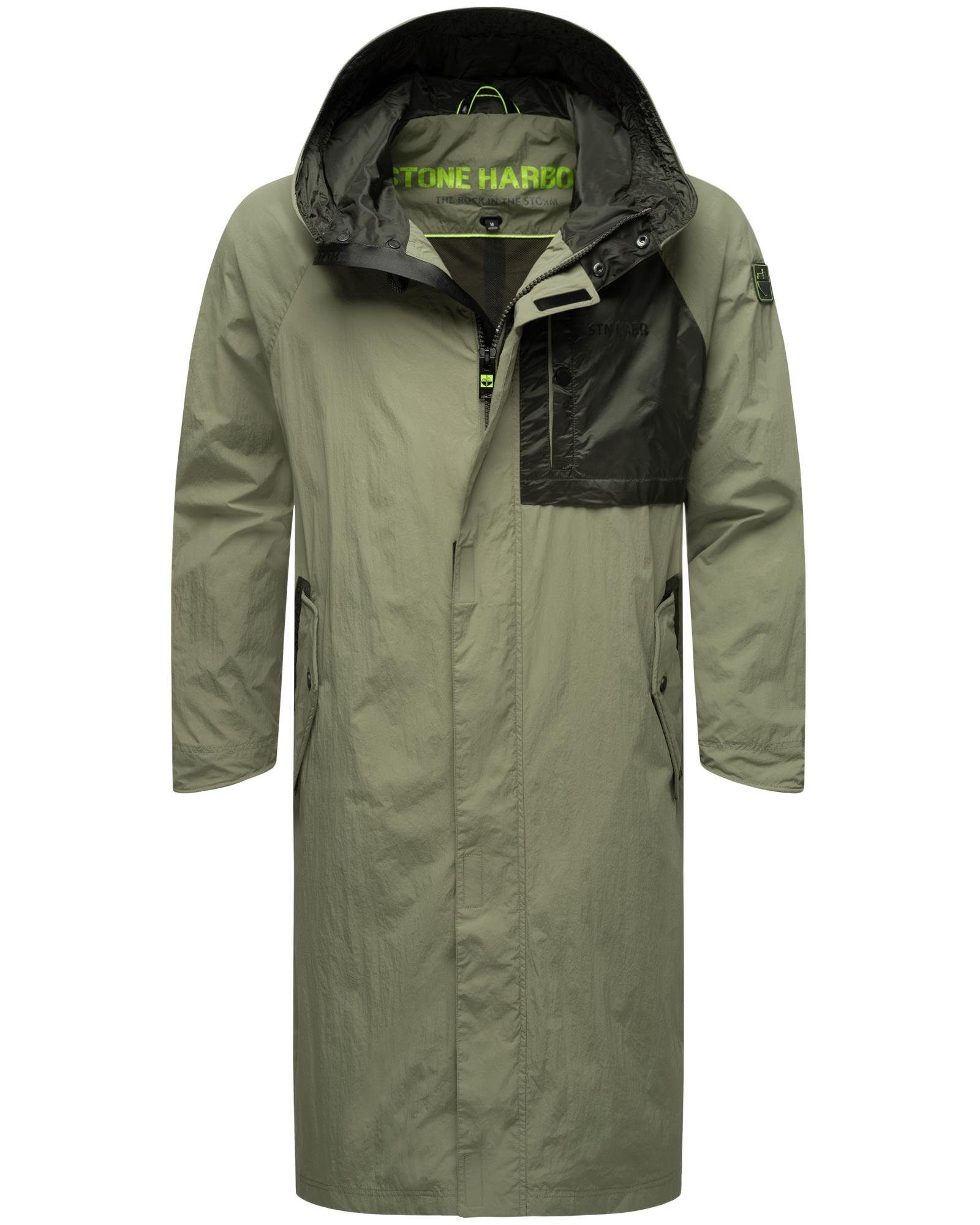 Stone Harbour Regenmantel Zafaar Lange Herren Regenjacke mit Kapuze