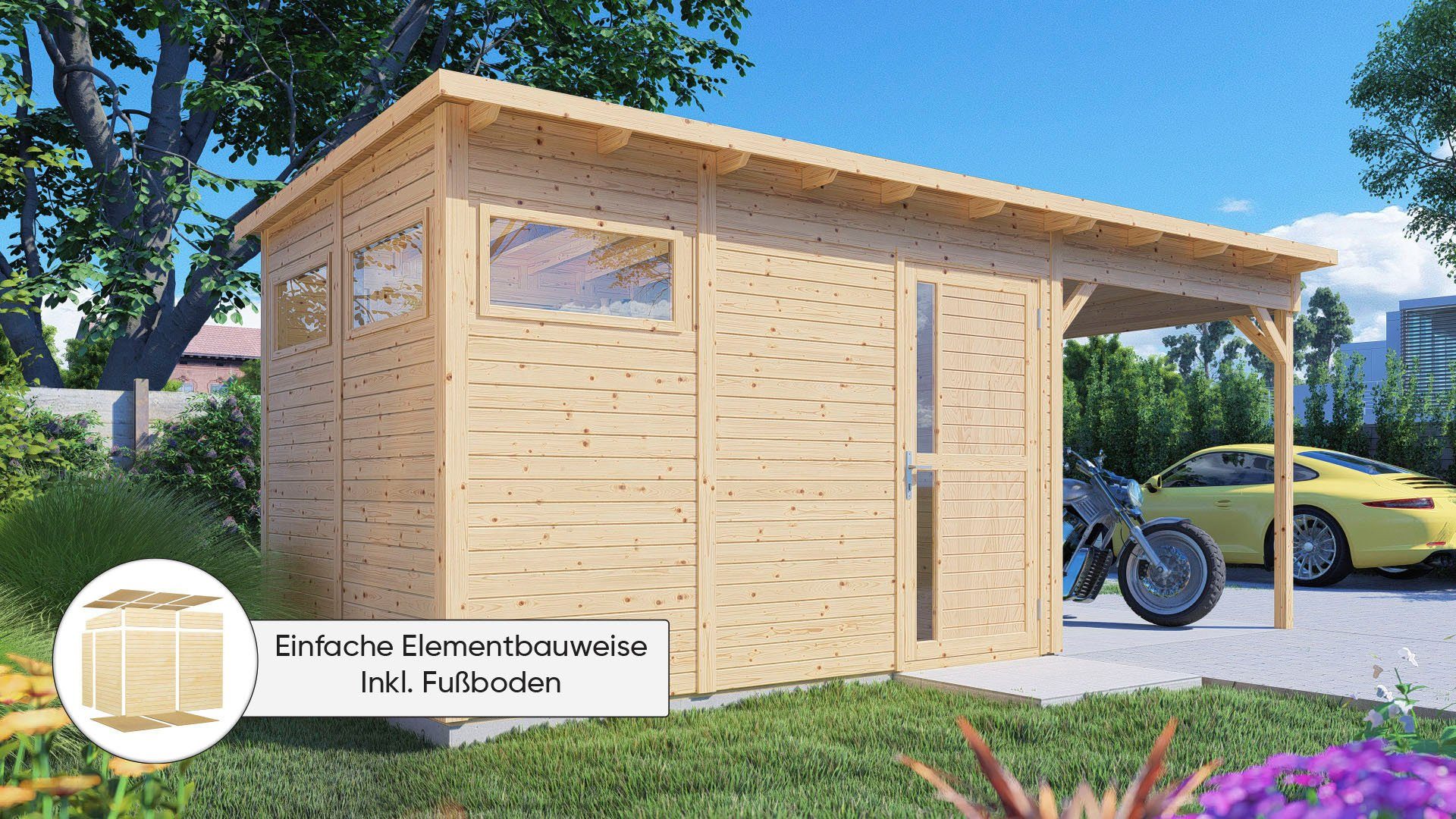 KONIFERA Gartenhaus Pentus 3, BxT: 579x265 cm, (Set), Inklusive Fußboden