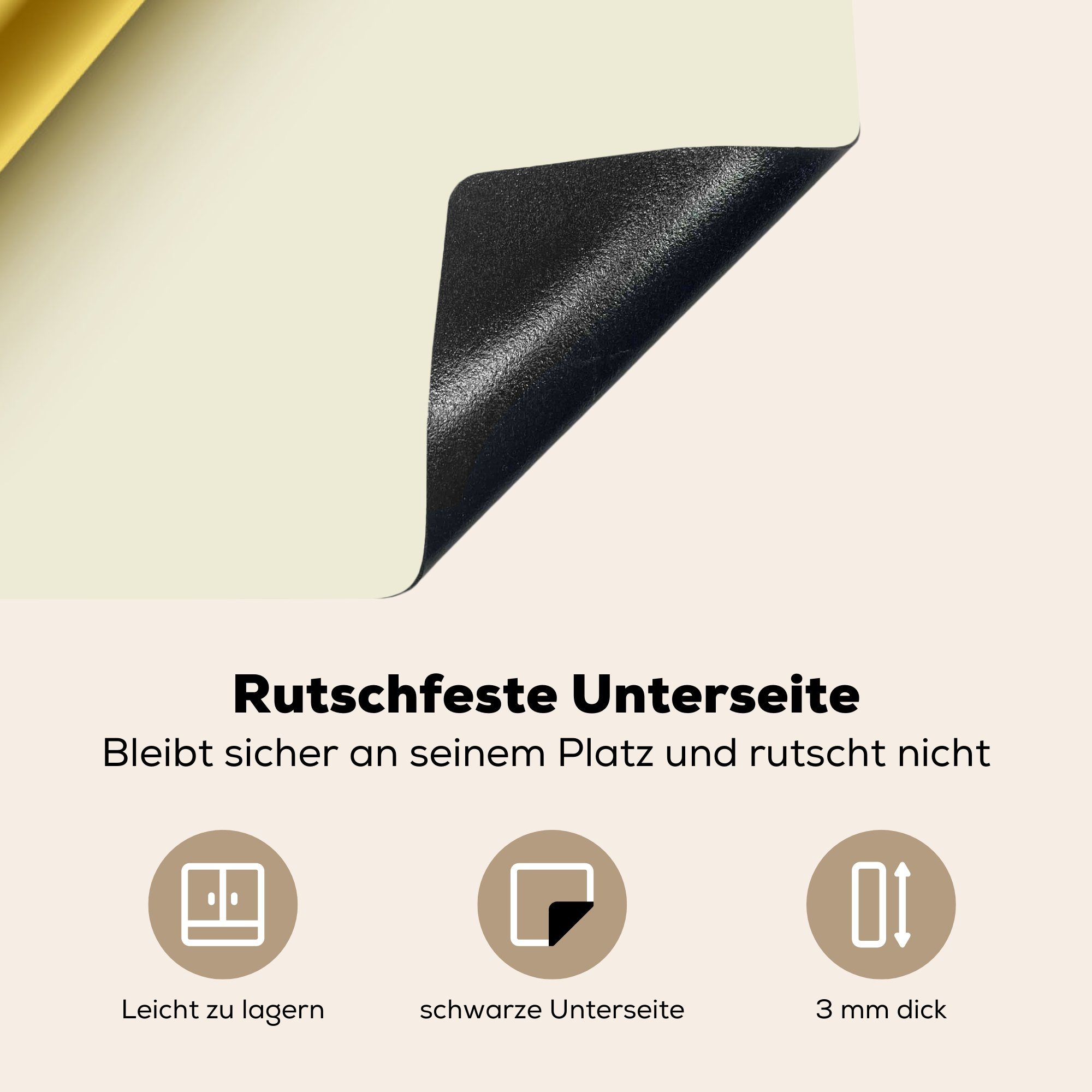 Schwarz, Ceranfeldabdeckung, Arbeitsplatte küche 78x78 Aufkleber (1 cm, Herdblende-/Abdeckplatte MuchoWow Gold Vinyl, - tlg), für -