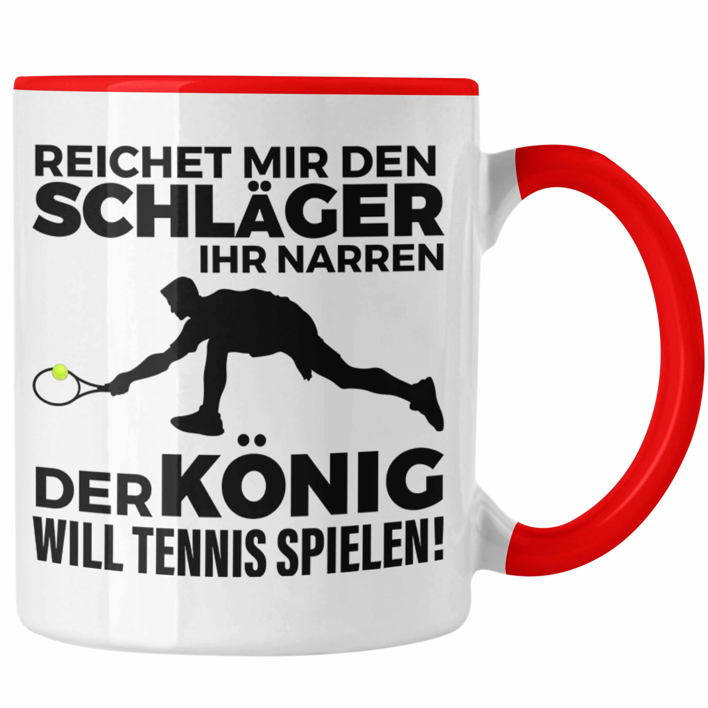 Trendation Tasse Trendation - Tennis Tasse Geschenk Tennisspieler Geschenkidee Spruch Coach Trainer Mann Männer Rot