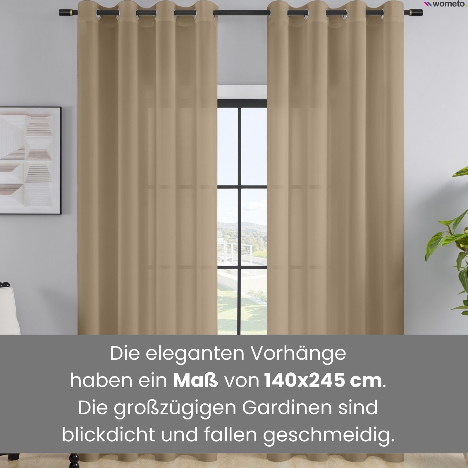 wometo Vorhang Blickdicht mit 8 Ösen günstig online kaufen