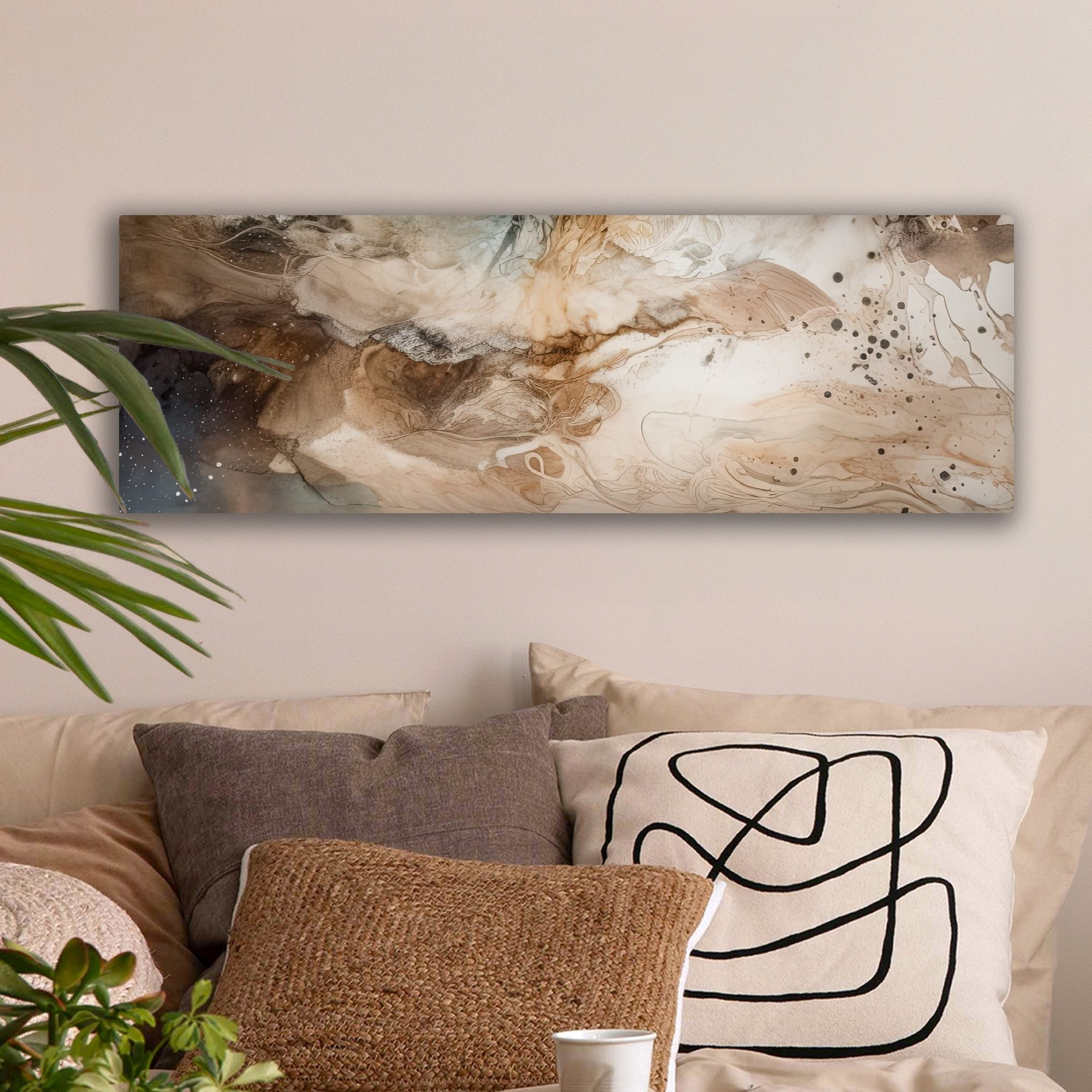 OneMillionCanvasses® Leinwandbild Panorama Abstrakt - Beige - Farbe - Kunst günstig online kaufen