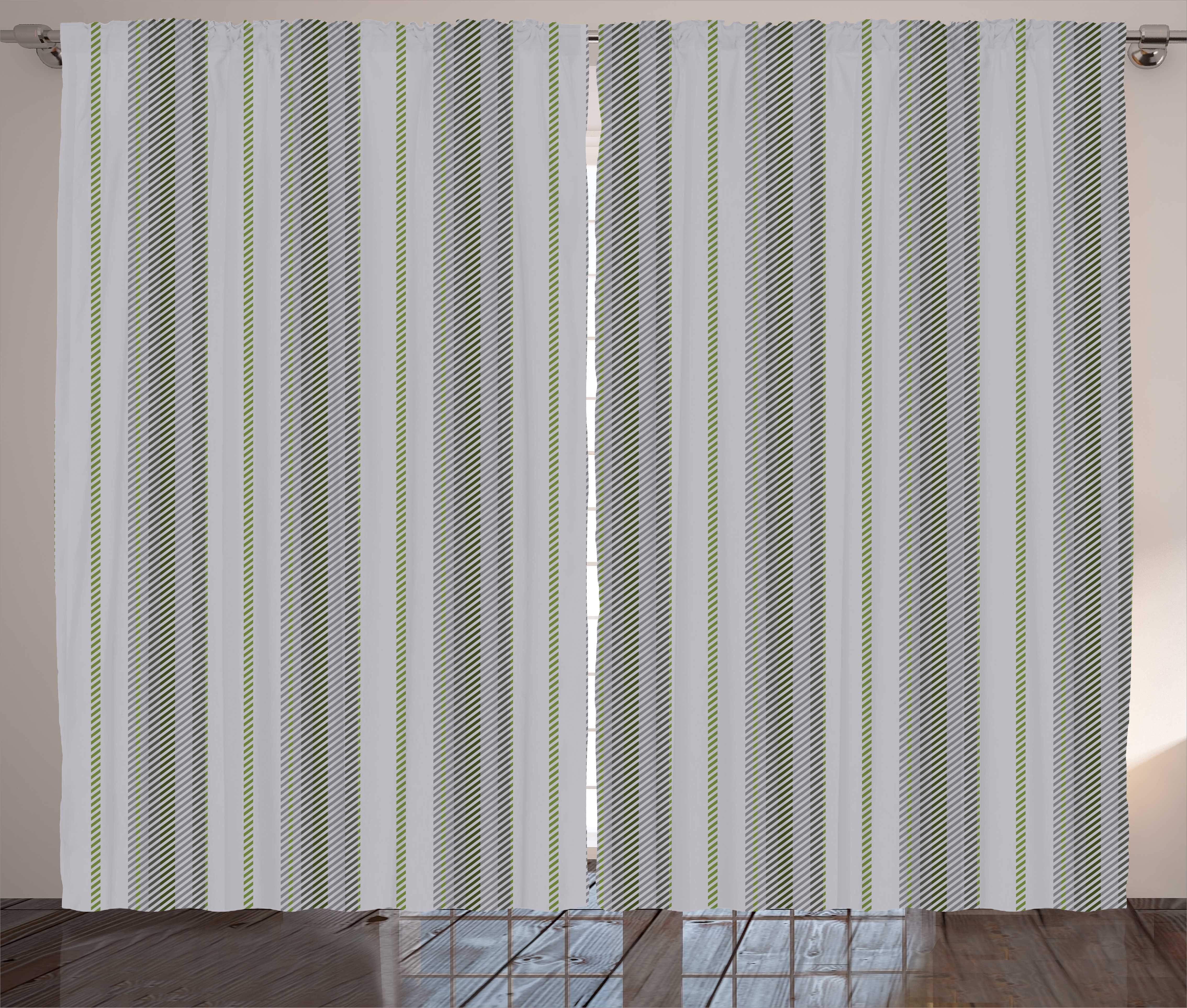 mit Schlaufen Geometrisch Gardine Abstrakte Haken, Schlafzimmer Streifen Kräuselband und Retro Abakuhaus, Vorhang