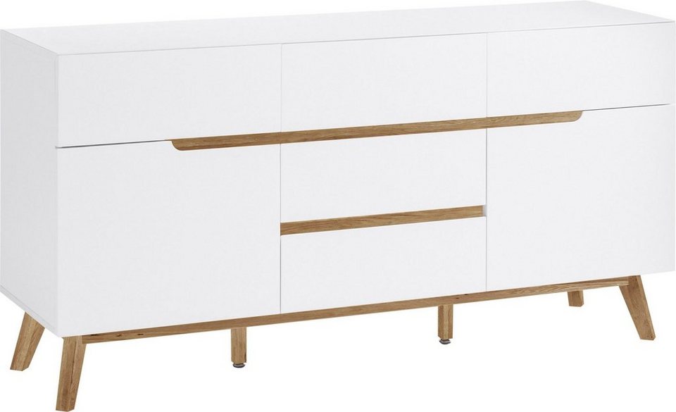 MCA furniture Sideboard Cervo, Breite ca. 145 cm, Absetzung Asteiche  furniert Massivholz geölt