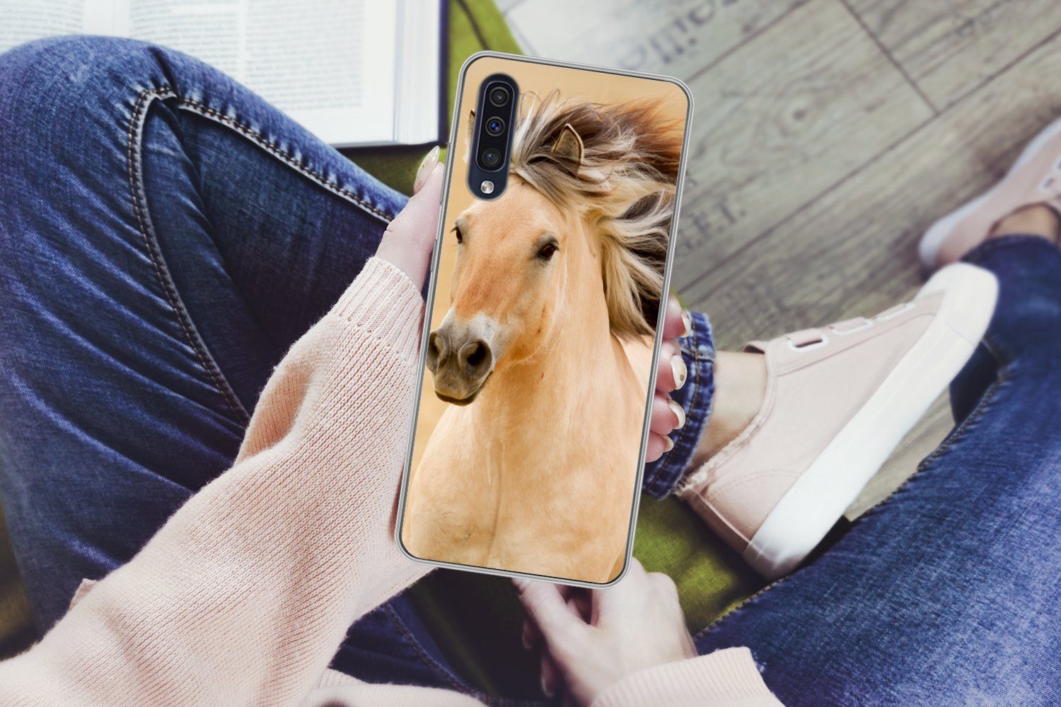 MuchoWow Handyhülle für Samsung Galaxy A30s Pferde - Tiere - Mähne - Porträt, Smartphone-Bumper, Print, Handy Schutzhülle Dünn