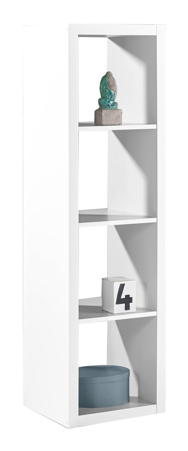 Raumteilerregal STYLE, Weiß, B 41 x H 147 x T 38 cm, 4 offene Fächer, 4 Eta günstig online kaufen