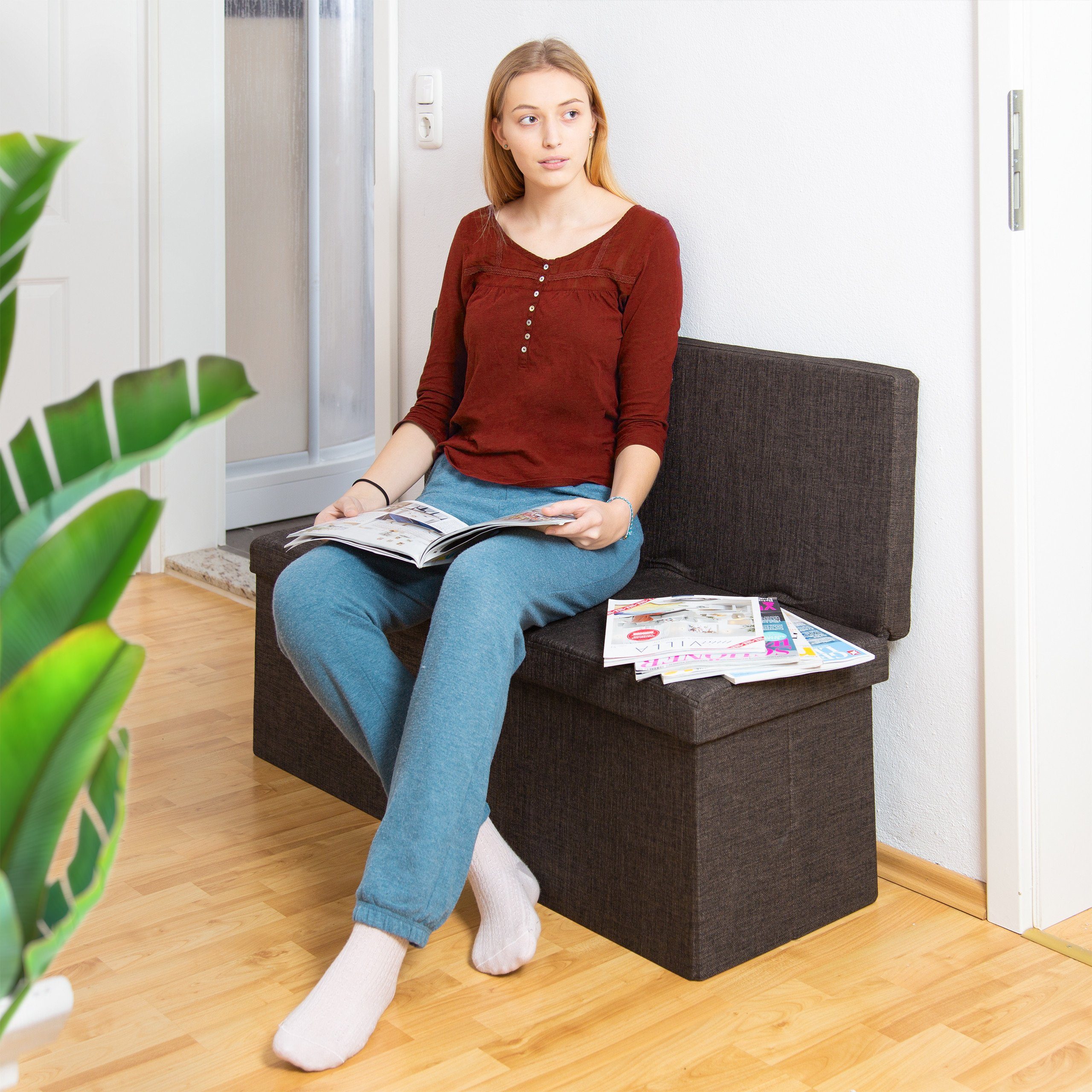 relaxdays Sitzhocker Faltbarer Sitzhocker mit Lehne günstig online kaufen